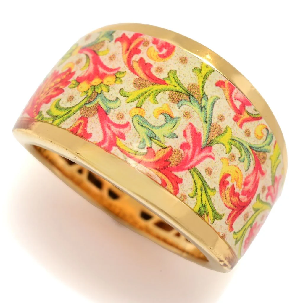Toscana Italiana "Flora Carta" Printed Paper & Enamel Tapered Band Ring - Image 2