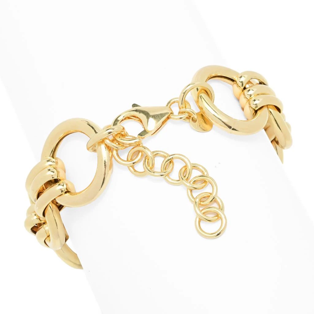 Toscana Italiana Gold or Platinum Plated Electroform Triple Row Link Bracelet - Image 3