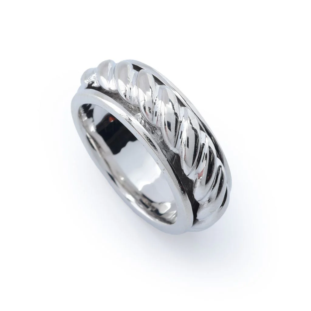 Toscana Italiana Gold or Platinum Plated Rope Chain Spinner Band Ring - Image 2