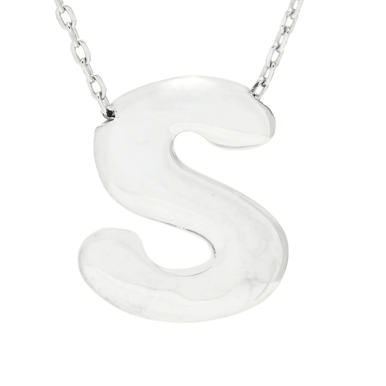 Toscana Italiana Platinum Plated Puffed Initial Necklace - Image 17