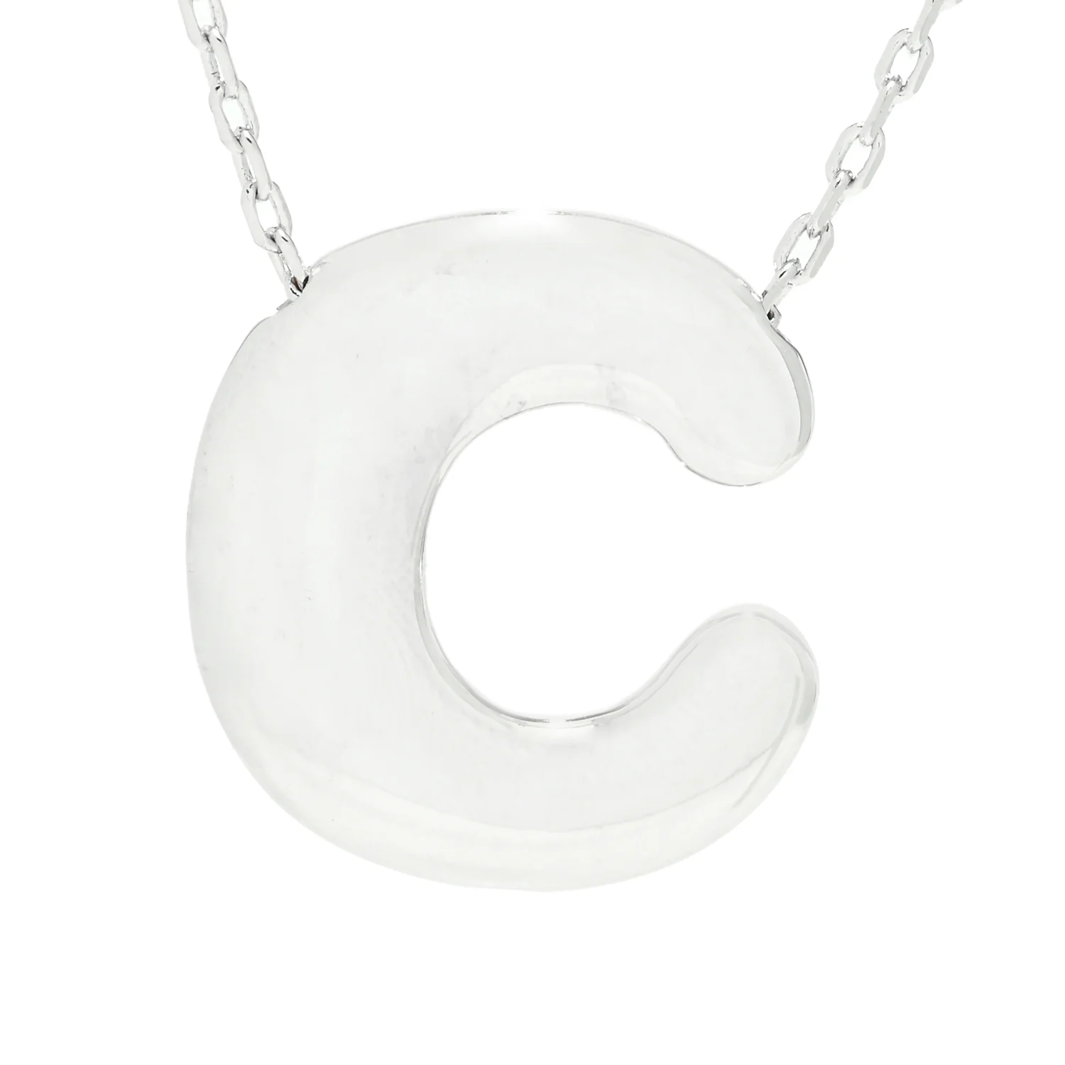 Toscana Italiana Platinum Plated Puffed Initial Necklace - Image 2