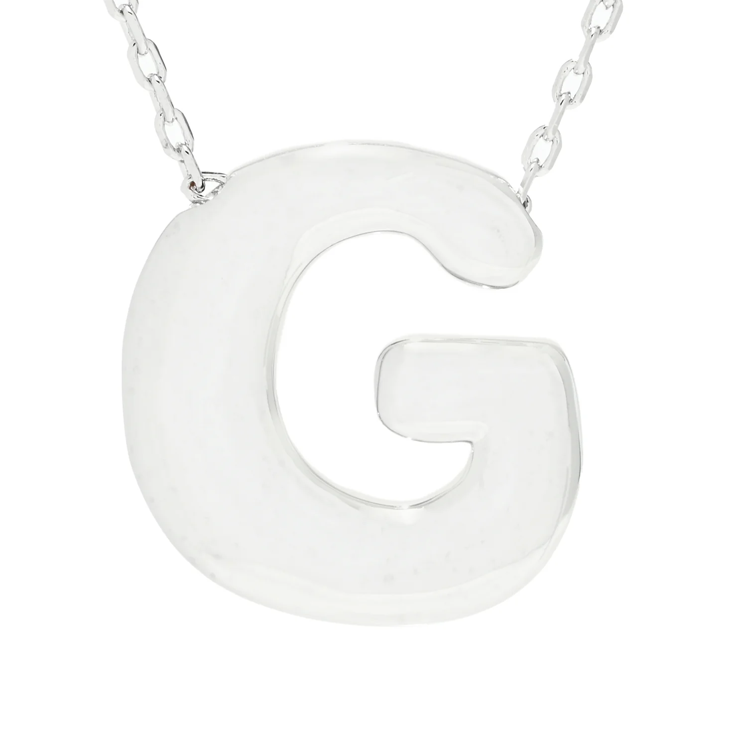 Toscana Italiana Platinum Plated Puffed Initial Necklace - Image 6