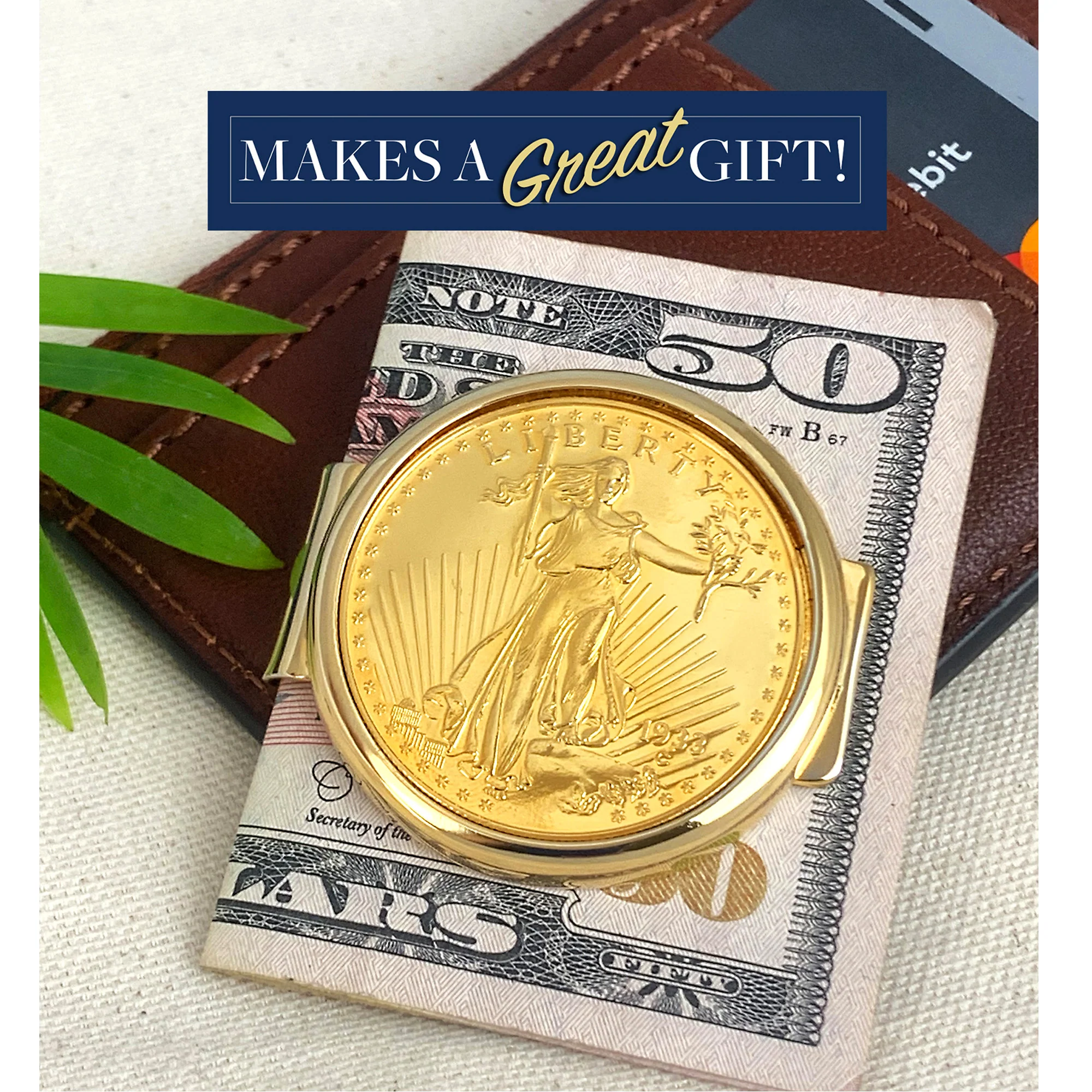 Tribute To $20 1933 Saint Gaudens Double Eagle Gold Coin Goldtone Money Clip - Image 3