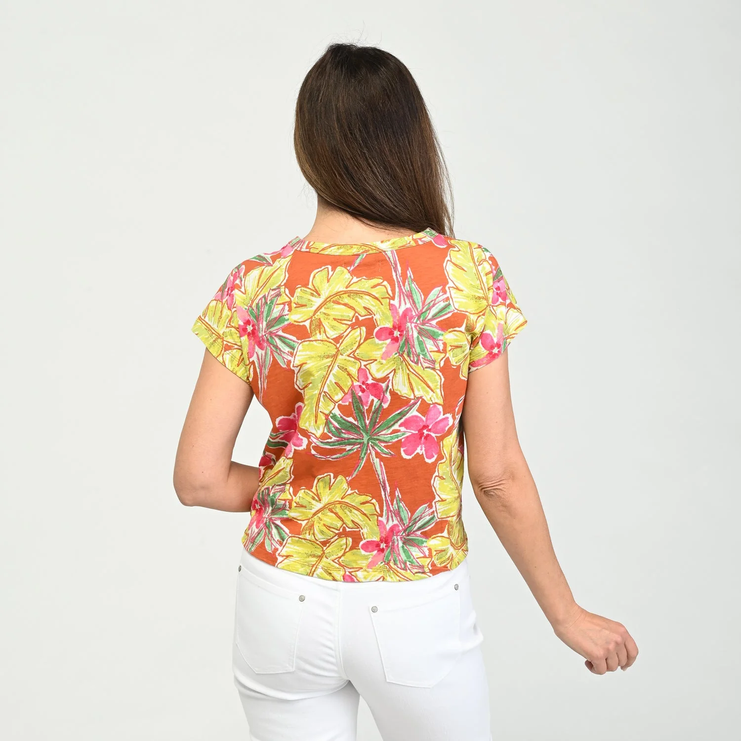 Christopher & Banks Tropical Print Dolman Sleeve Tee - Image 3