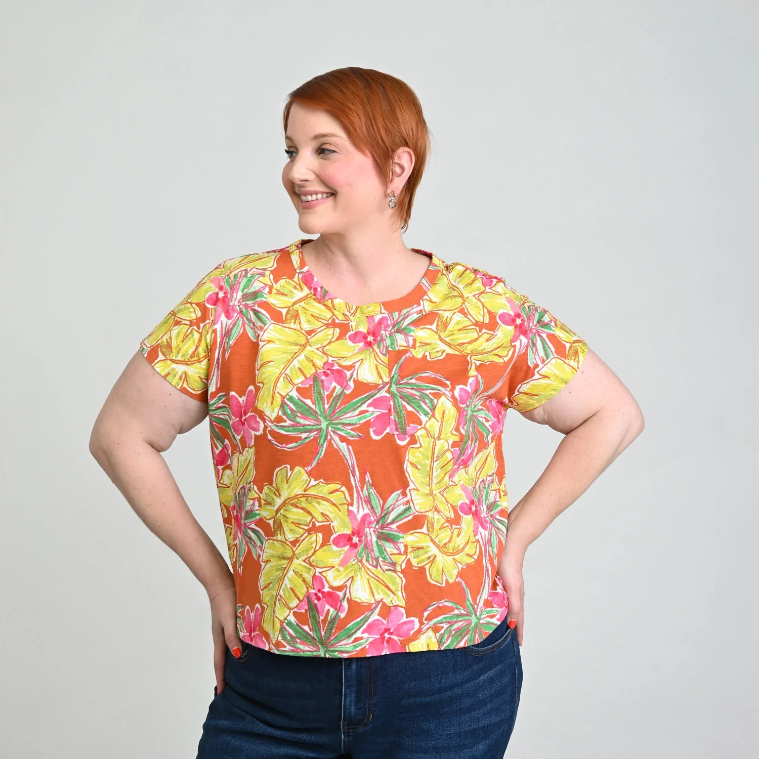 Christopher & Banks Tropical Print Dolman Sleeve Tee - Image 7