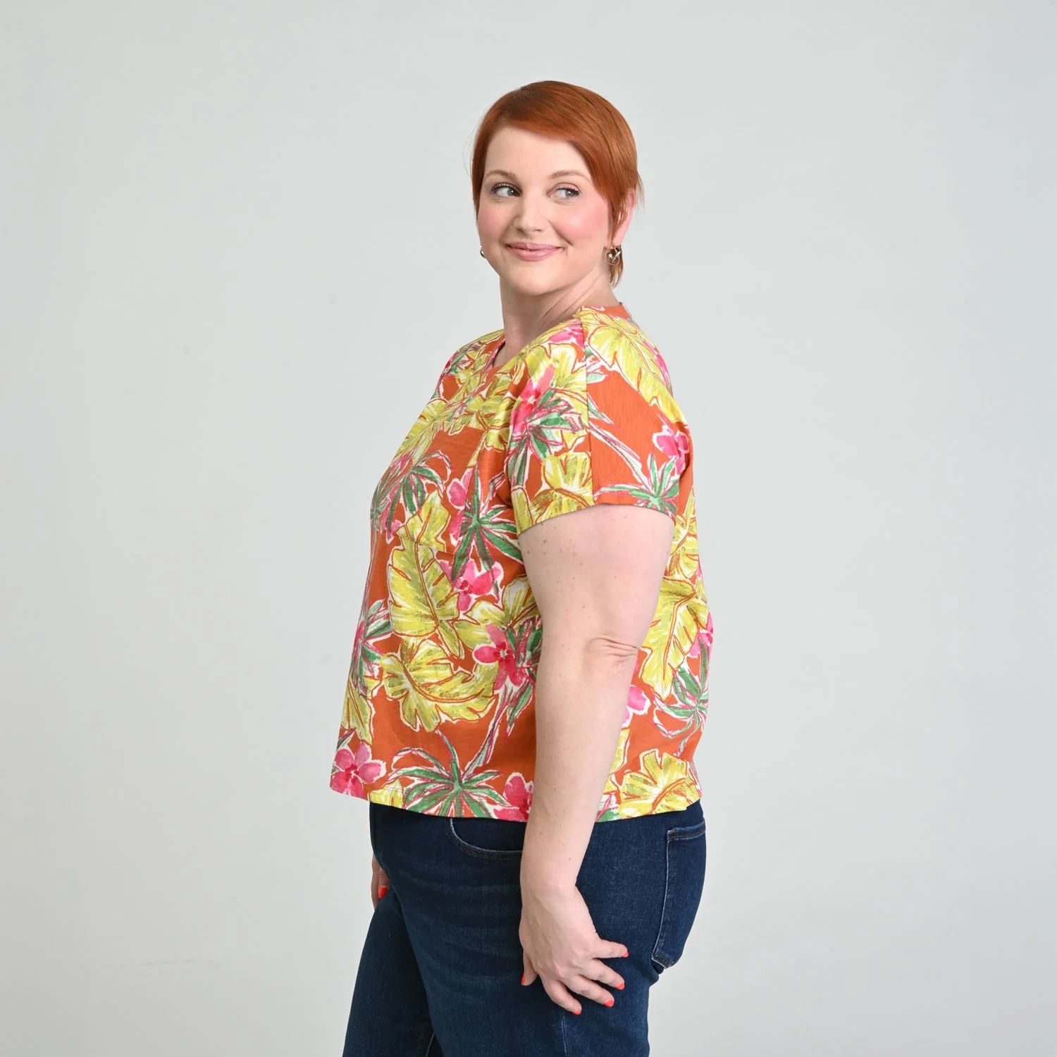 Christopher & Banks Tropical Print Dolman Sleeve Tee - Image 9