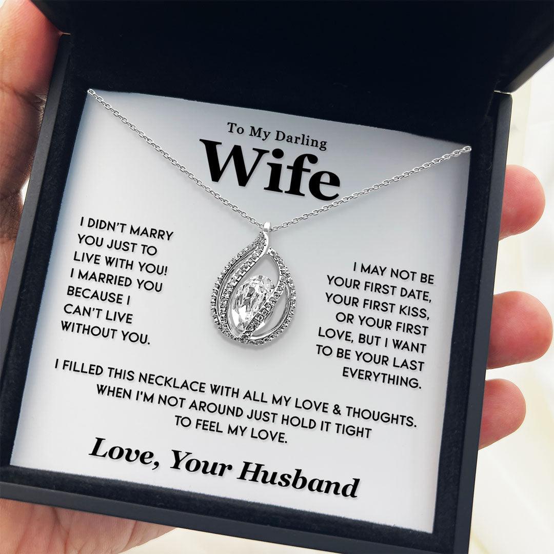 TRYNDI Rhodium Plated "To My Darling Wife" Swarovski Crystal Birdcage Necklace - Image 3