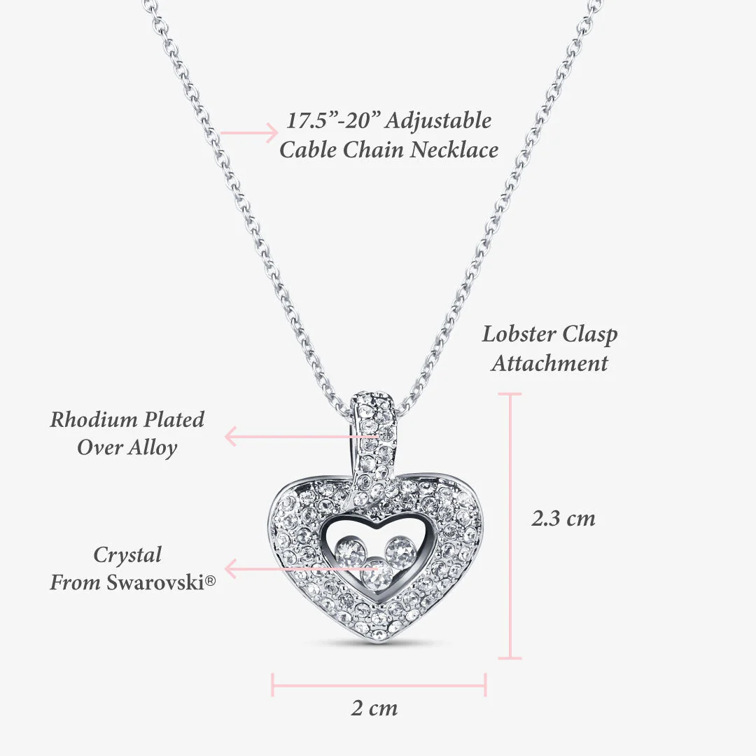 TRYNDI Rhodium Plated "To My Wife" Floating Heart Swarovski Crystal Necklace - Image 6