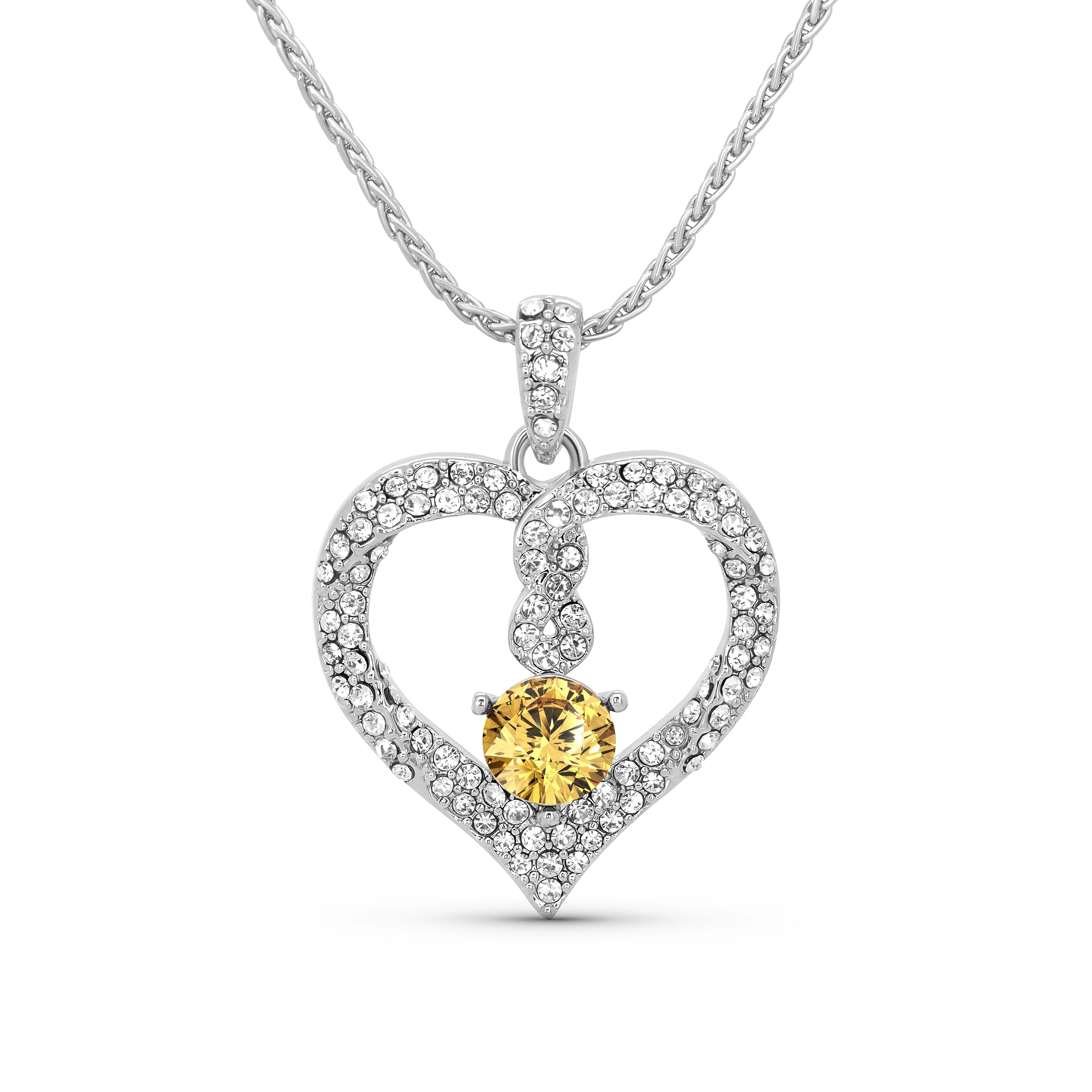 TRYNDI Rhodium Plated "Infinity" Simulated Birthstone & Swarovski Crystal Necklace - Image 11