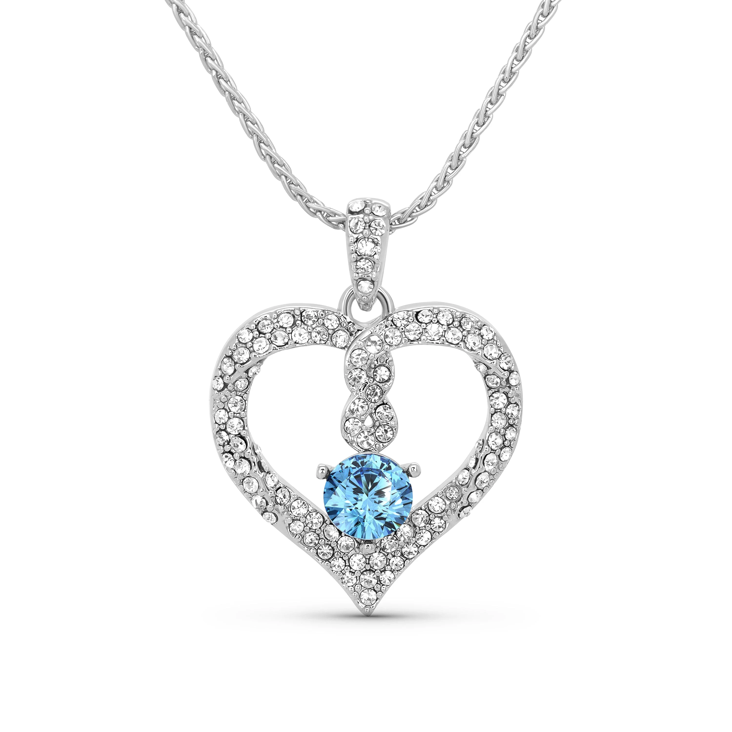 TRYNDI Rhodium Plated "Infinity" Simulated Birthstone & Swarovski Crystal Necklace - Image 12