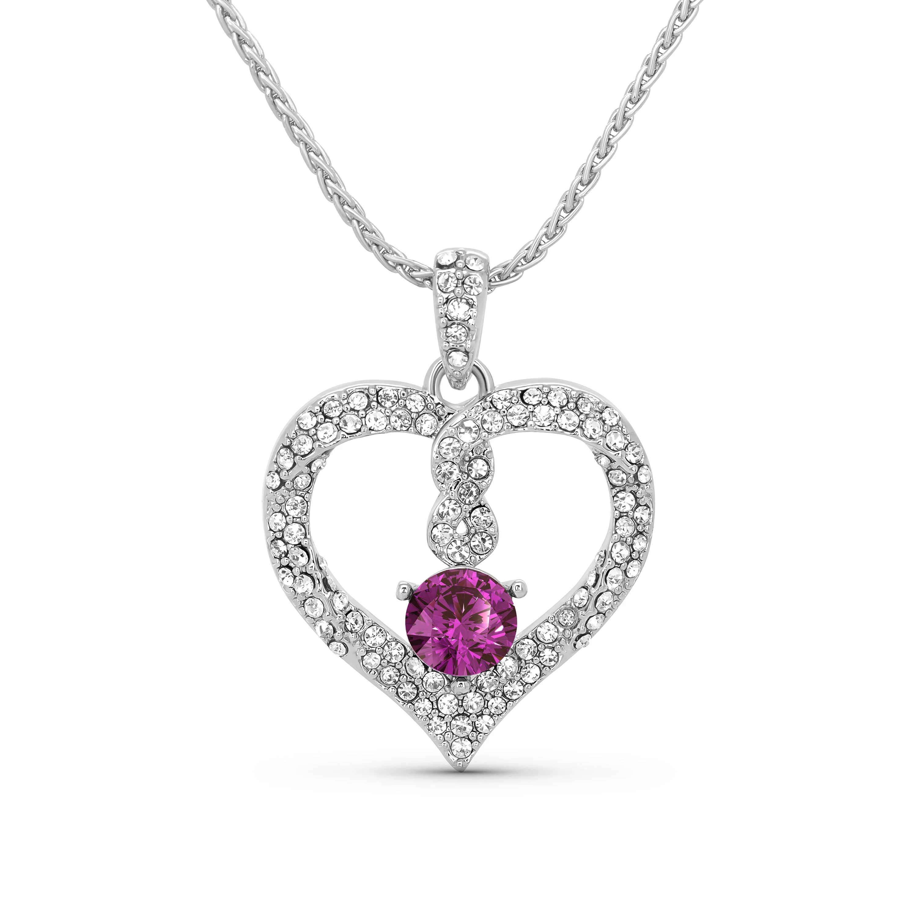 TRYNDI Rhodium Plated "Infinity" Simulated Birthstone & Swarovski Crystal Necklace - Image 2