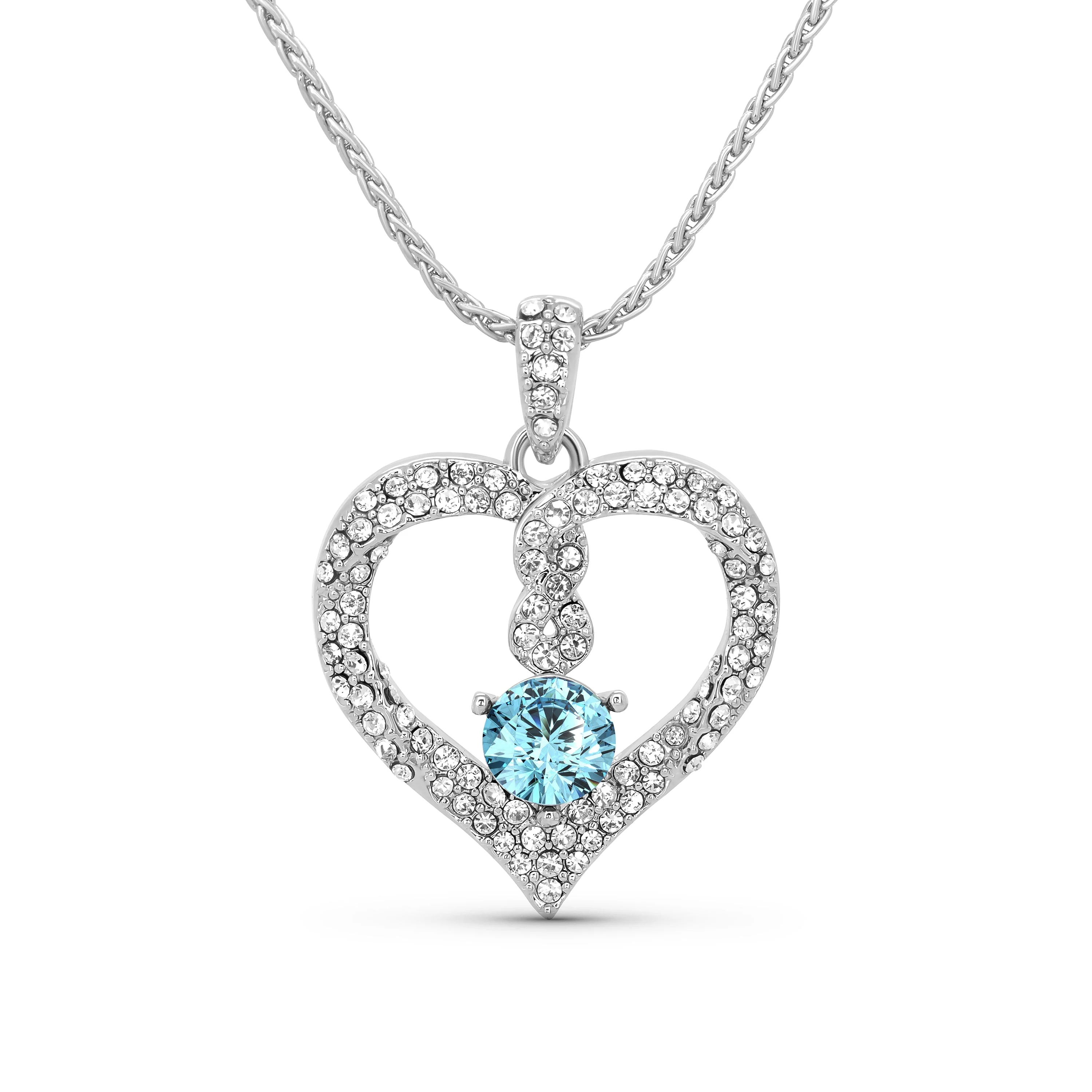 TRYNDI Rhodium Plated "Infinity" Simulated Birthstone & Swarovski Crystal Necklace - Image 3
