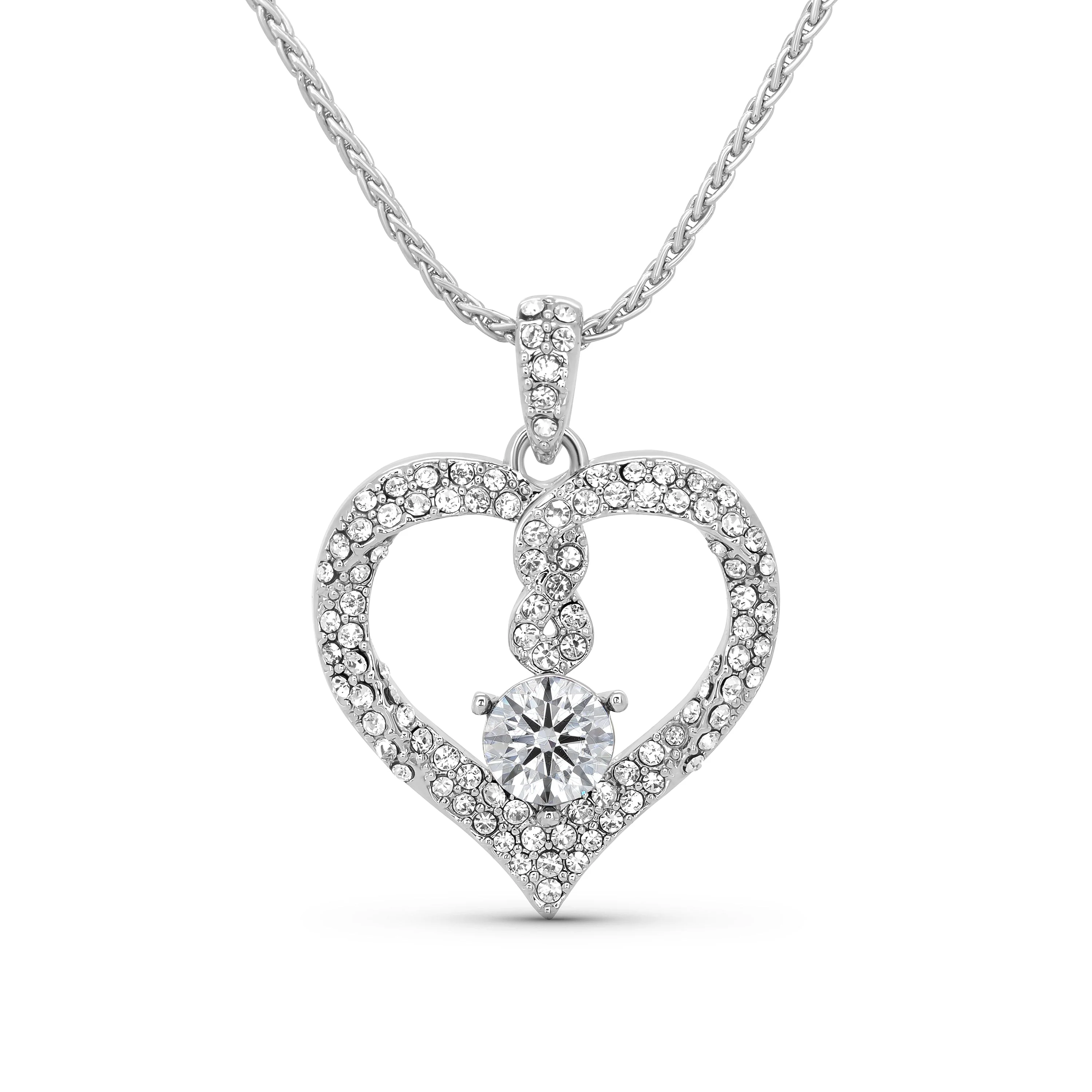 TRYNDI Rhodium Plated "Infinity" Simulated Birthstone & Swarovski Crystal Necklace - Image 4