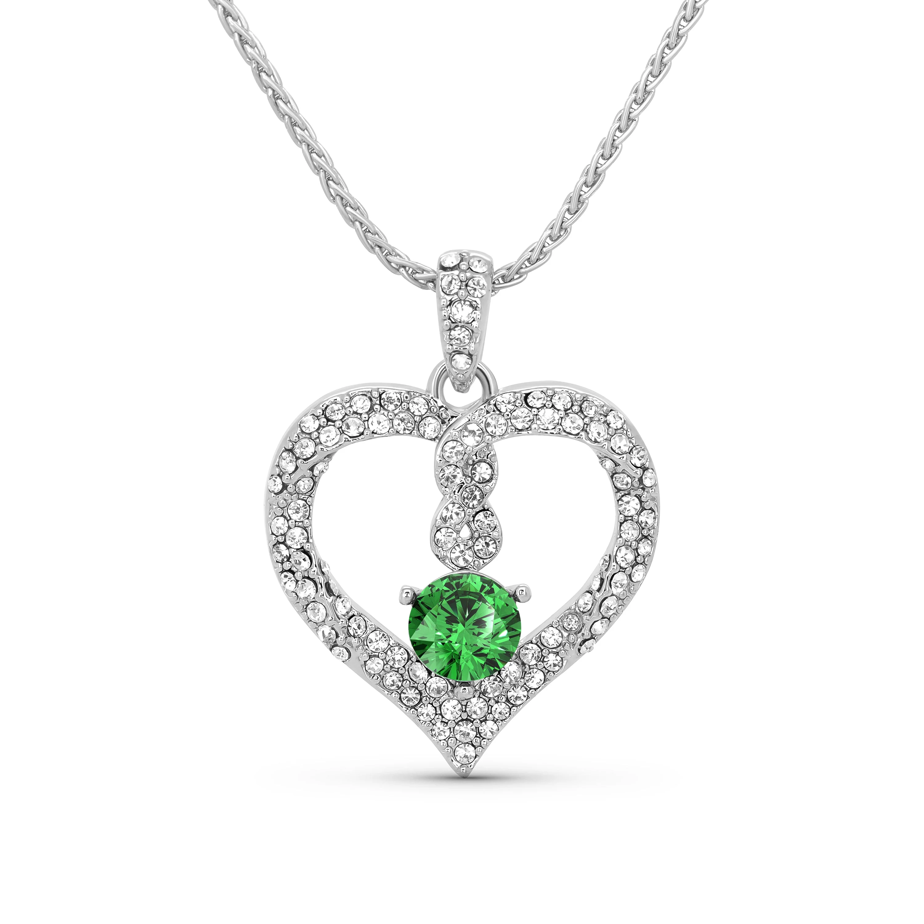 TRYNDI Rhodium Plated "Infinity" Simulated Birthstone & Swarovski Crystal Necklace - Image 5