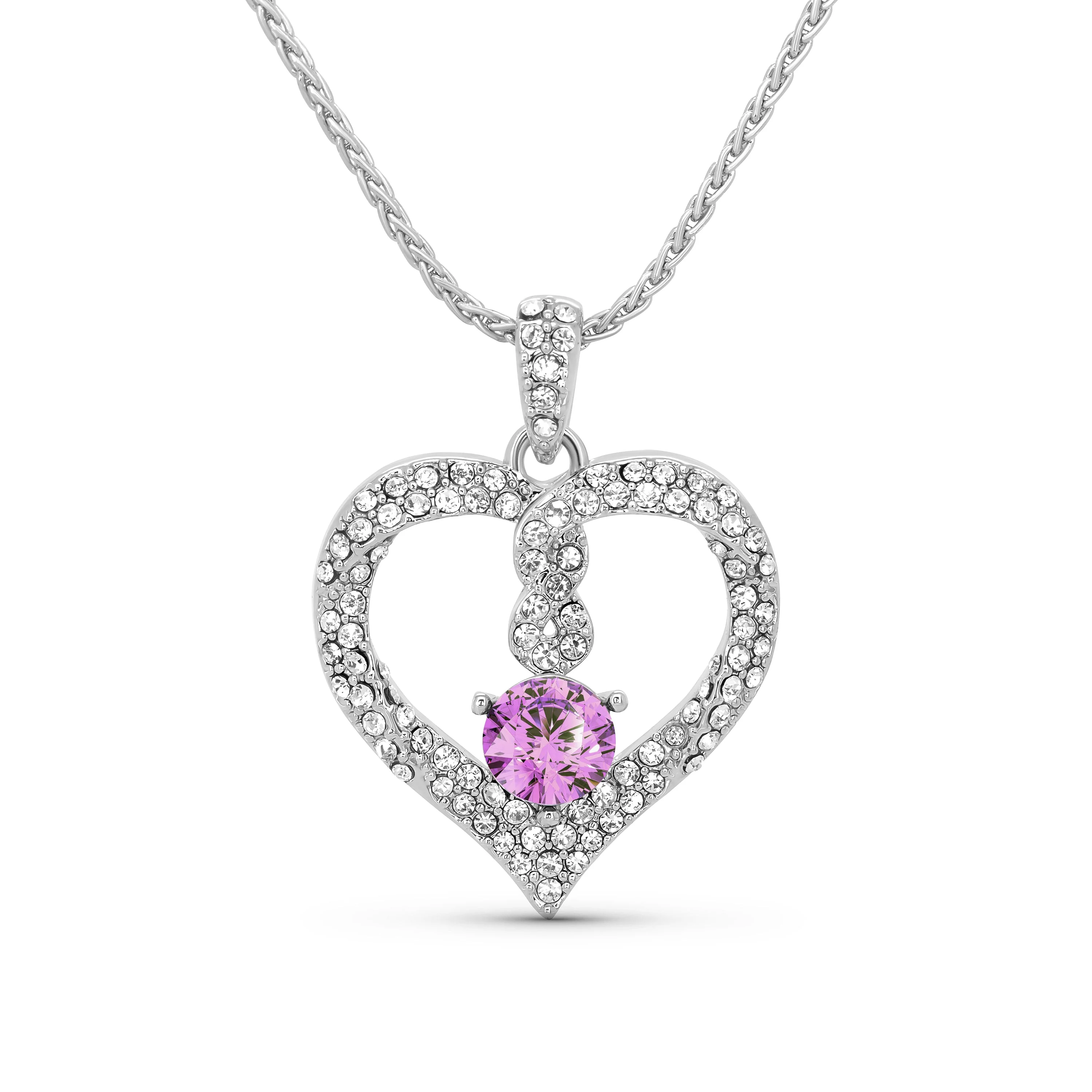 TRYNDI Rhodium Plated "Infinity" Simulated Birthstone & Swarovski Crystal Necklace - Image 6