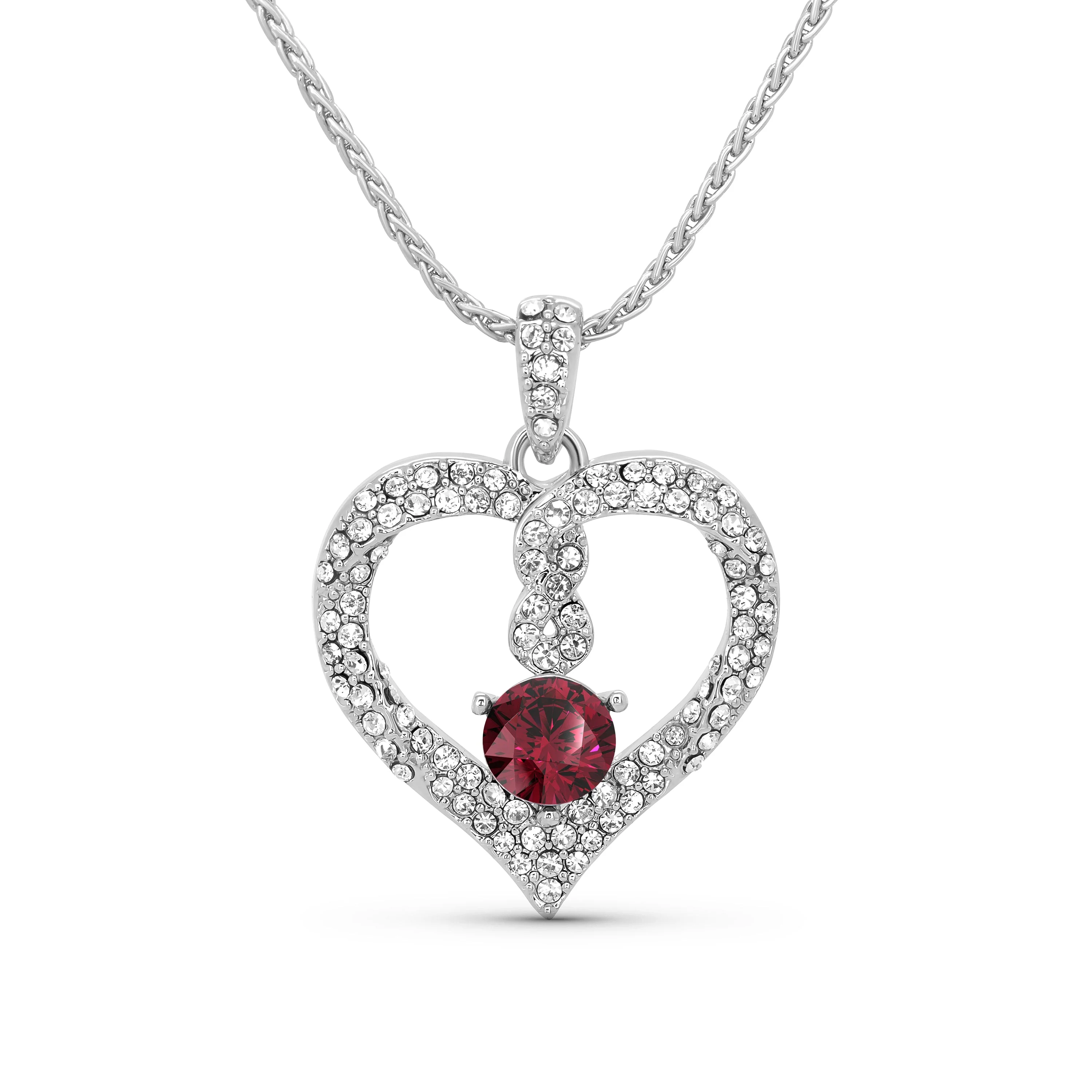 TRYNDI Rhodium Plated "Infinity" Simulated Birthstone & Swarovski Crystal Necklace - Image 7