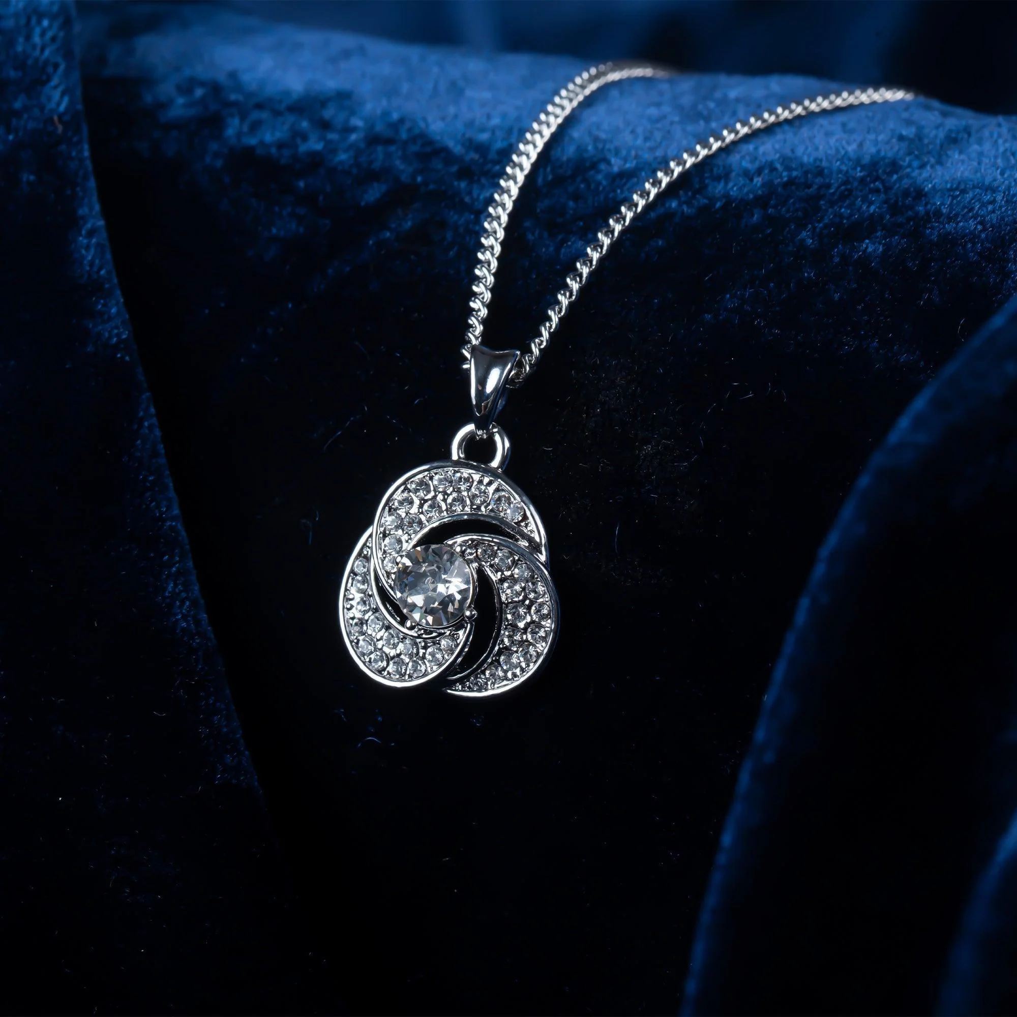 TRYNDI Rhodium Plated "Love Knot" Swarovski Crystal Accented Necklace - Image 3