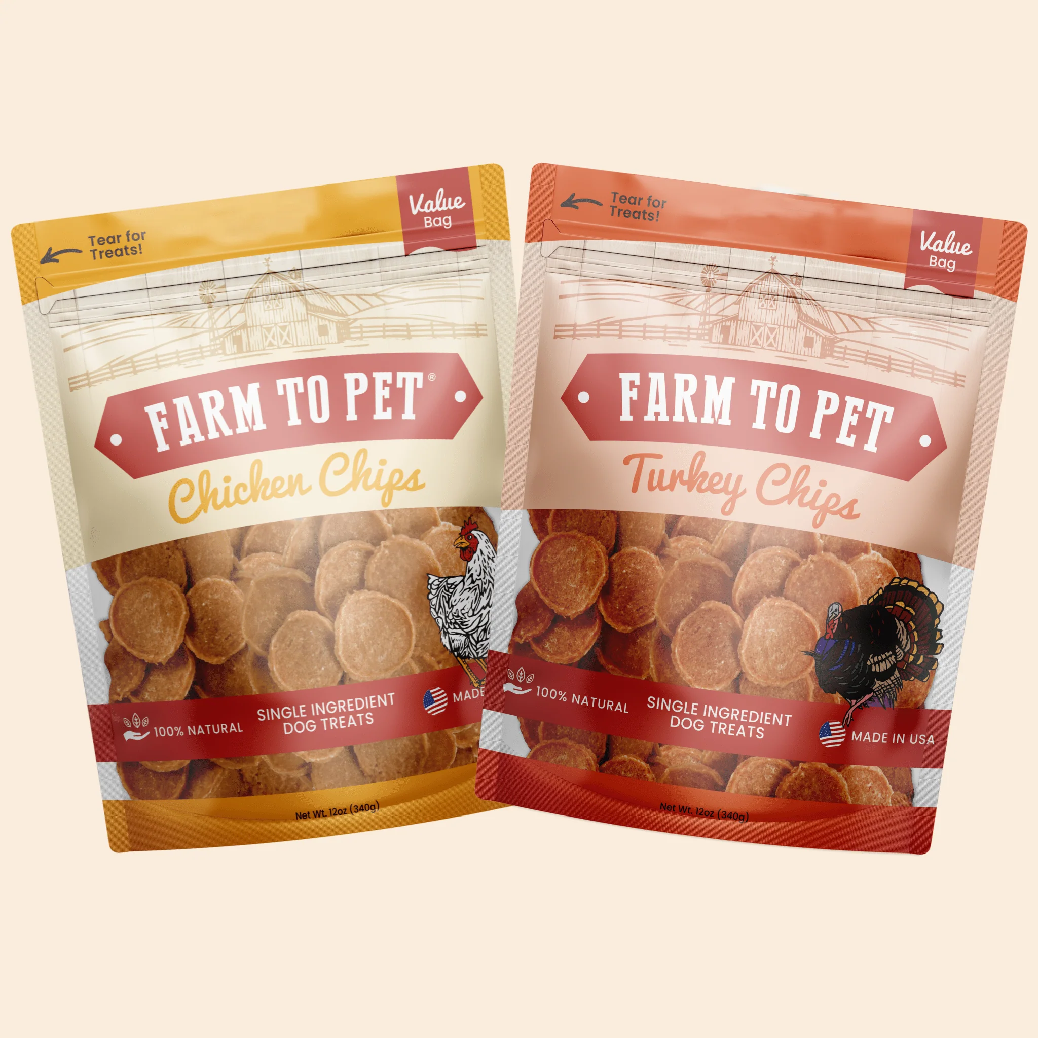 Farm To Pet Single-Ingredient Turkey & Chicken Chip Dog Treat Duo - Image 2