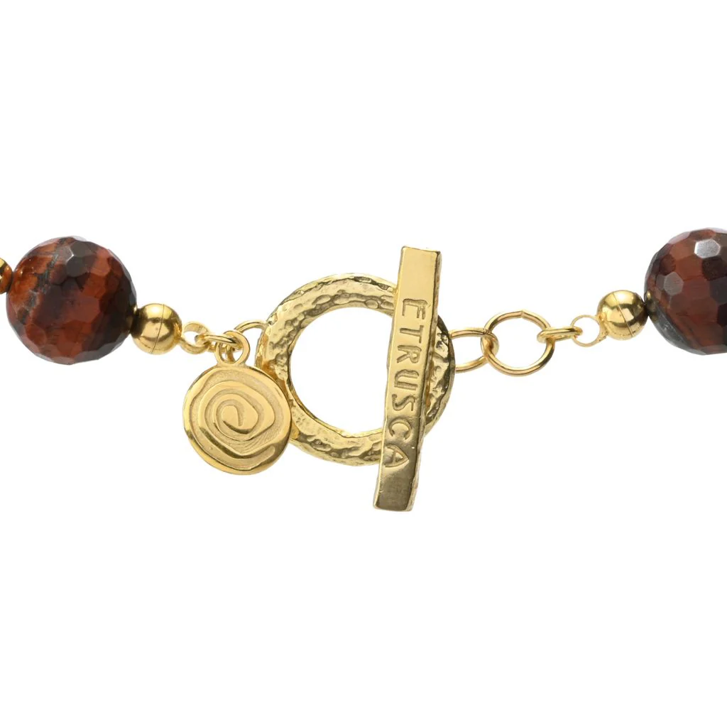 18K Gold Plated Tiger's Eye Faceted Bead 18" Necklace - Image 2