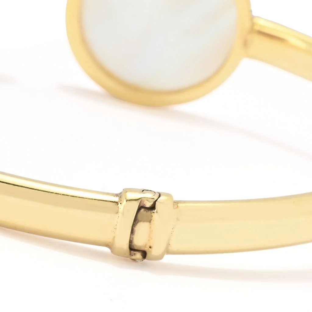 18K Gold Plated Tubing Mother-of-Pearl & Magnesite Bracelet - Image 2