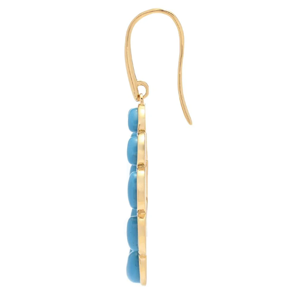 18K Gold Plated Turquoise Pear Shape 1.75" Drop Earrings - Image 2