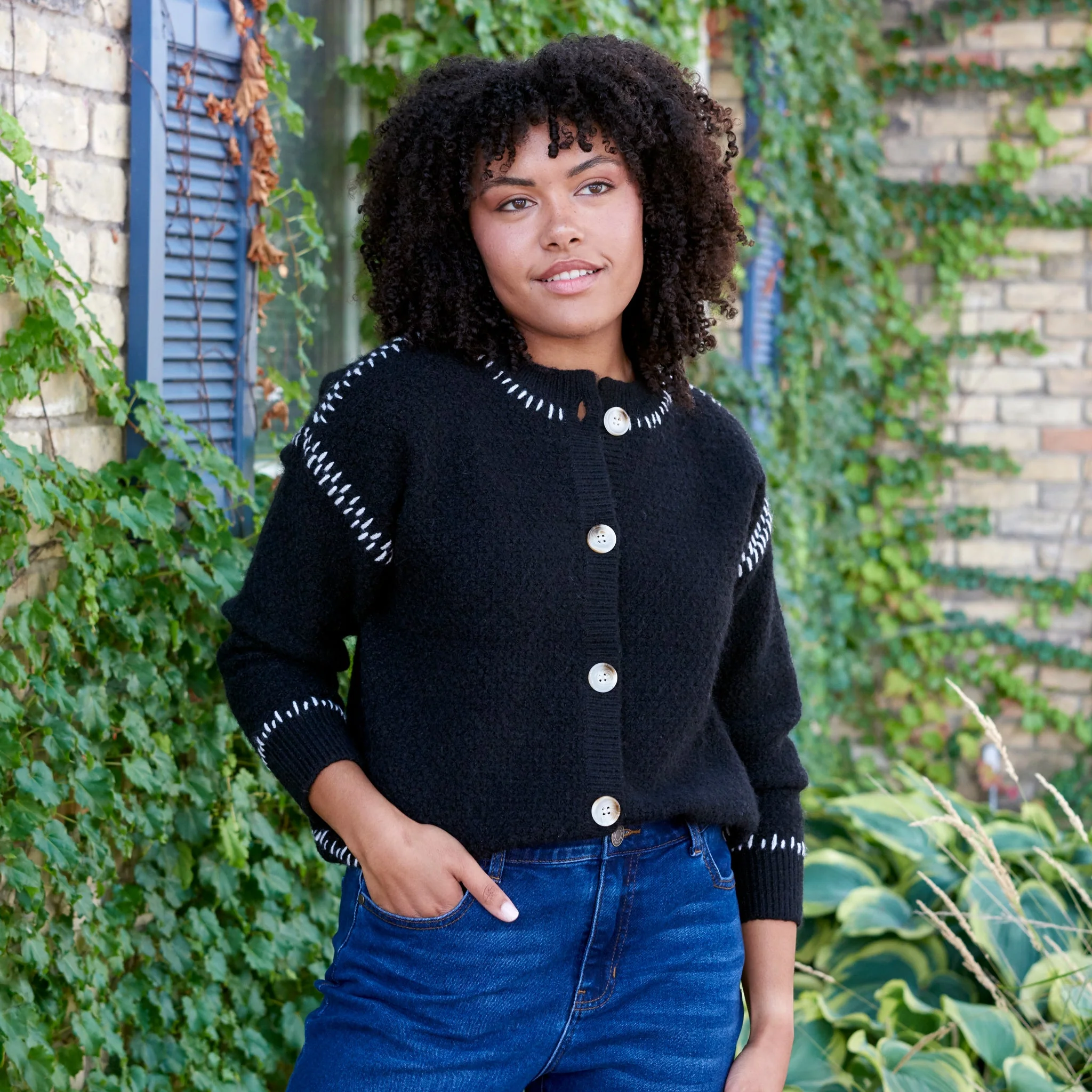 Christopher & Banks Whipstitch Button Front Cardigan - Image 2