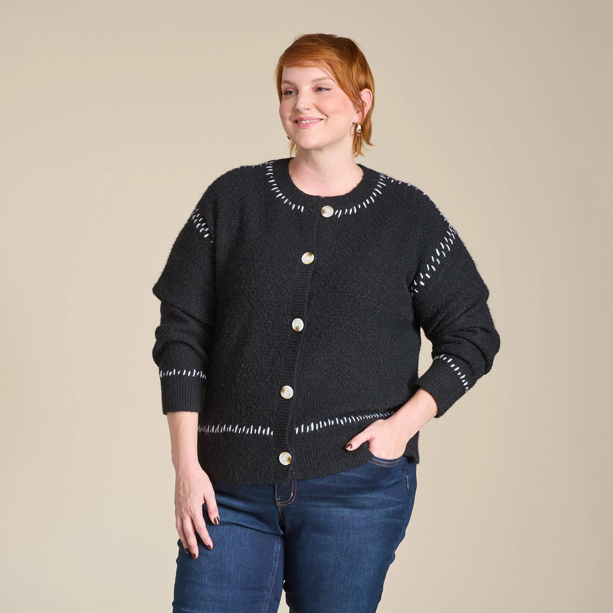 Christopher & Banks Whipstitch Button Front Cardigan - Image 7