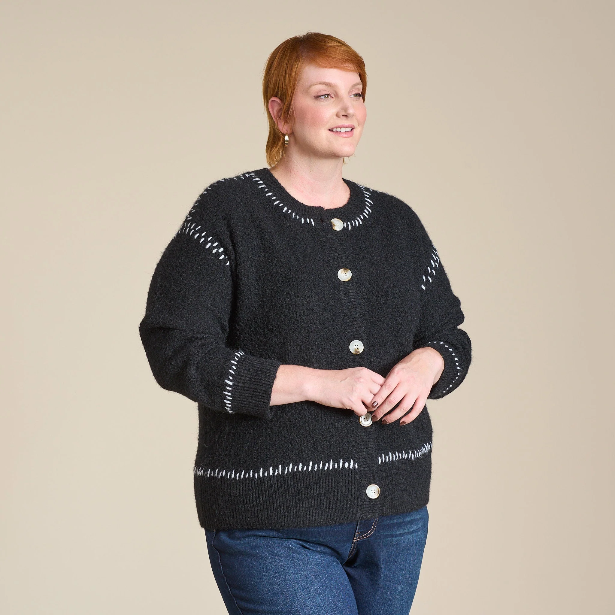 Christopher & Banks Whipstitch Button Front Cardigan - Image 9