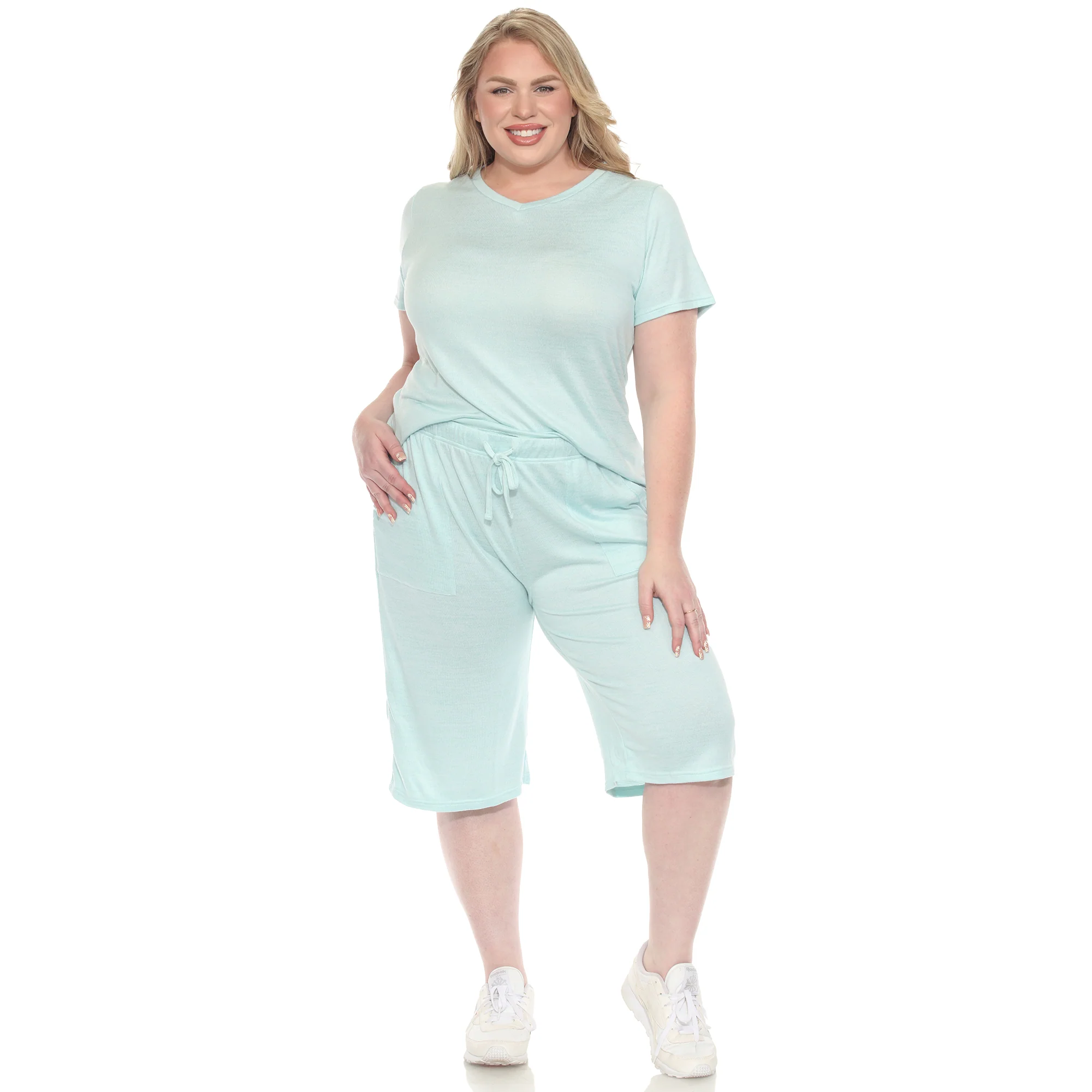 White Mark Women's 2-Piece Soft Capri Pajama Lounge Set - Image 10