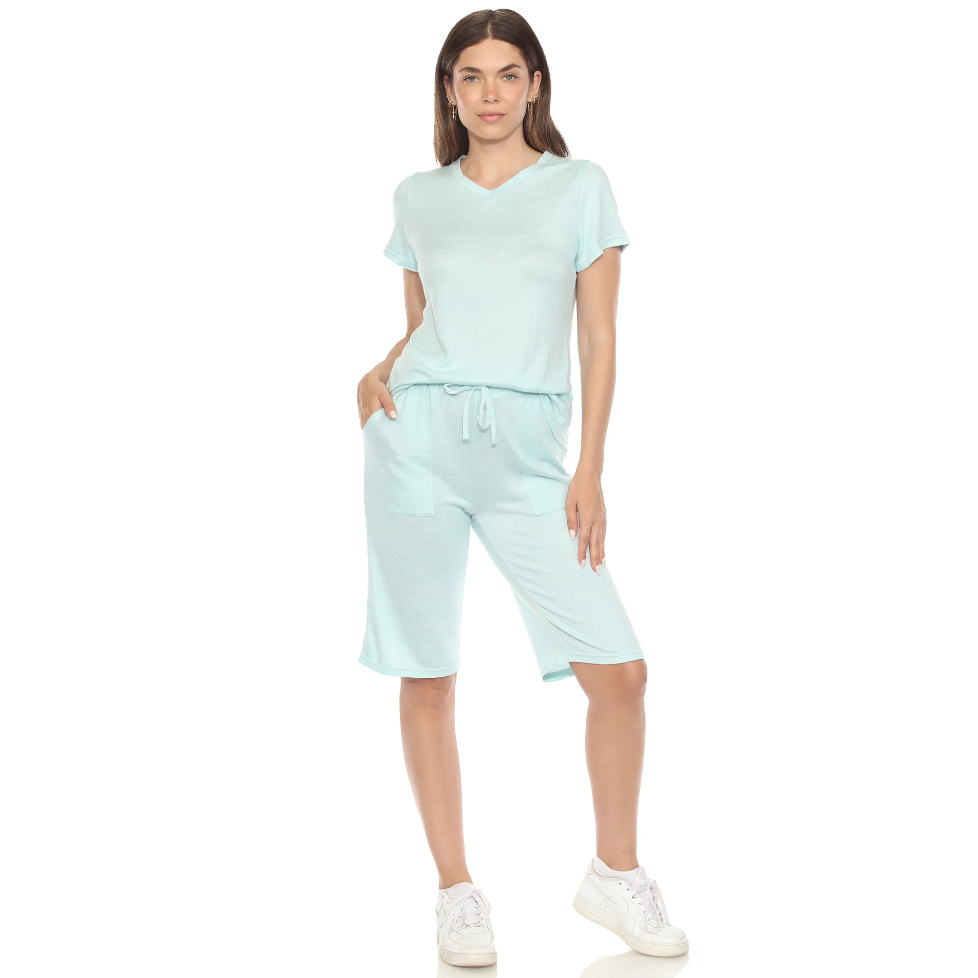 White Mark Women's 2-Piece Soft Capri Pajama Lounge Set - Image 5