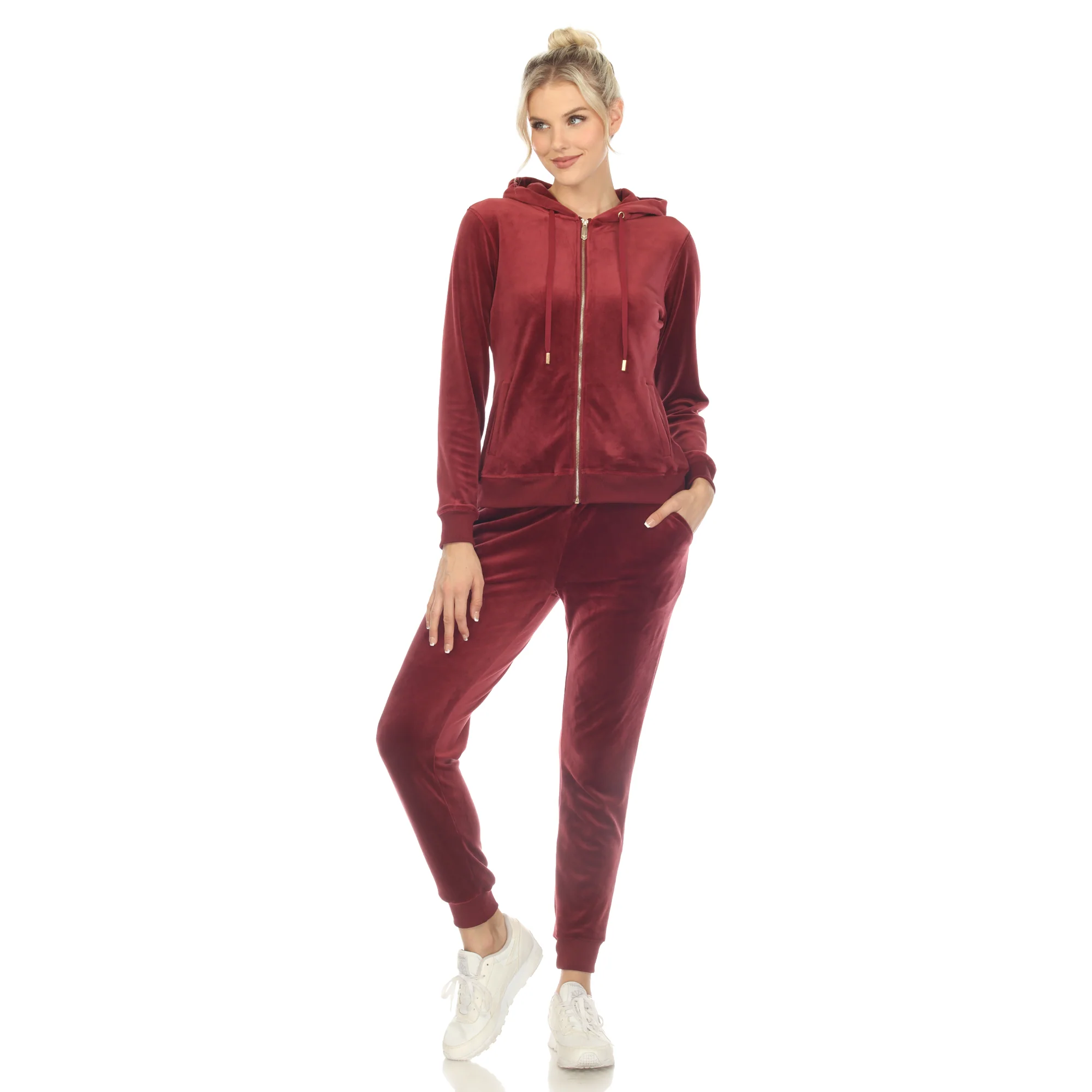 White Mark Women's 2-Piece Velour Fashion Tracksuit Set - Image 3