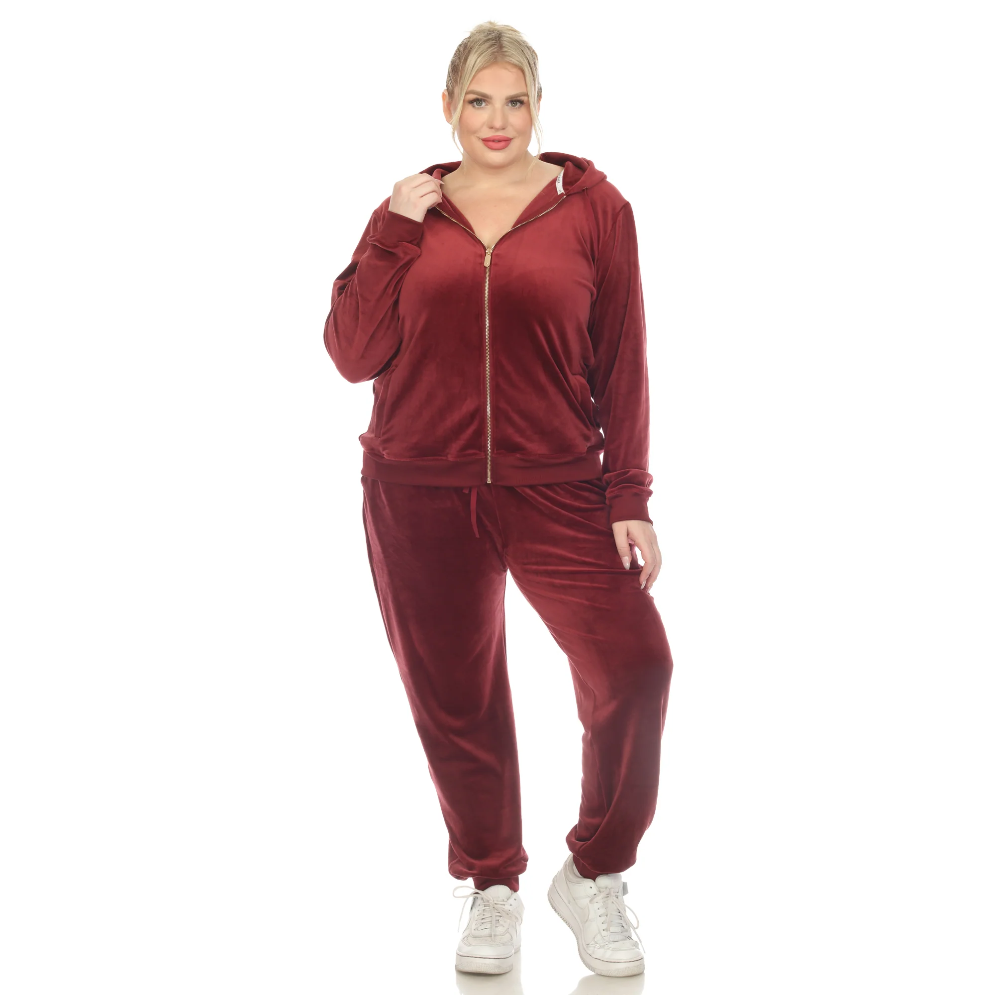 White Mark Women's 2-Piece Velour Fashion Tracksuit Set - Image 4