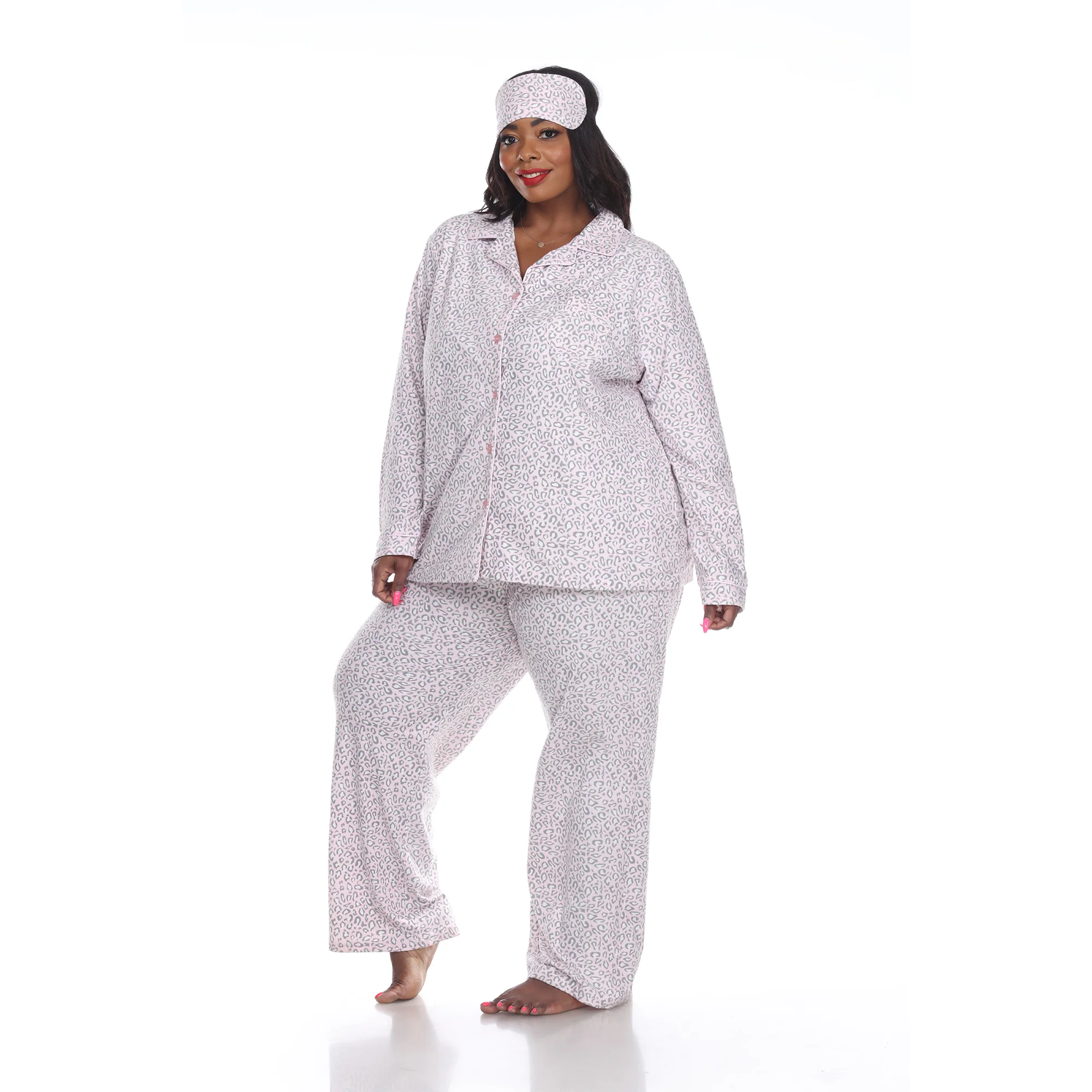 White Mark Women's 3-Piece Cheetah Pajama Set - Image 6