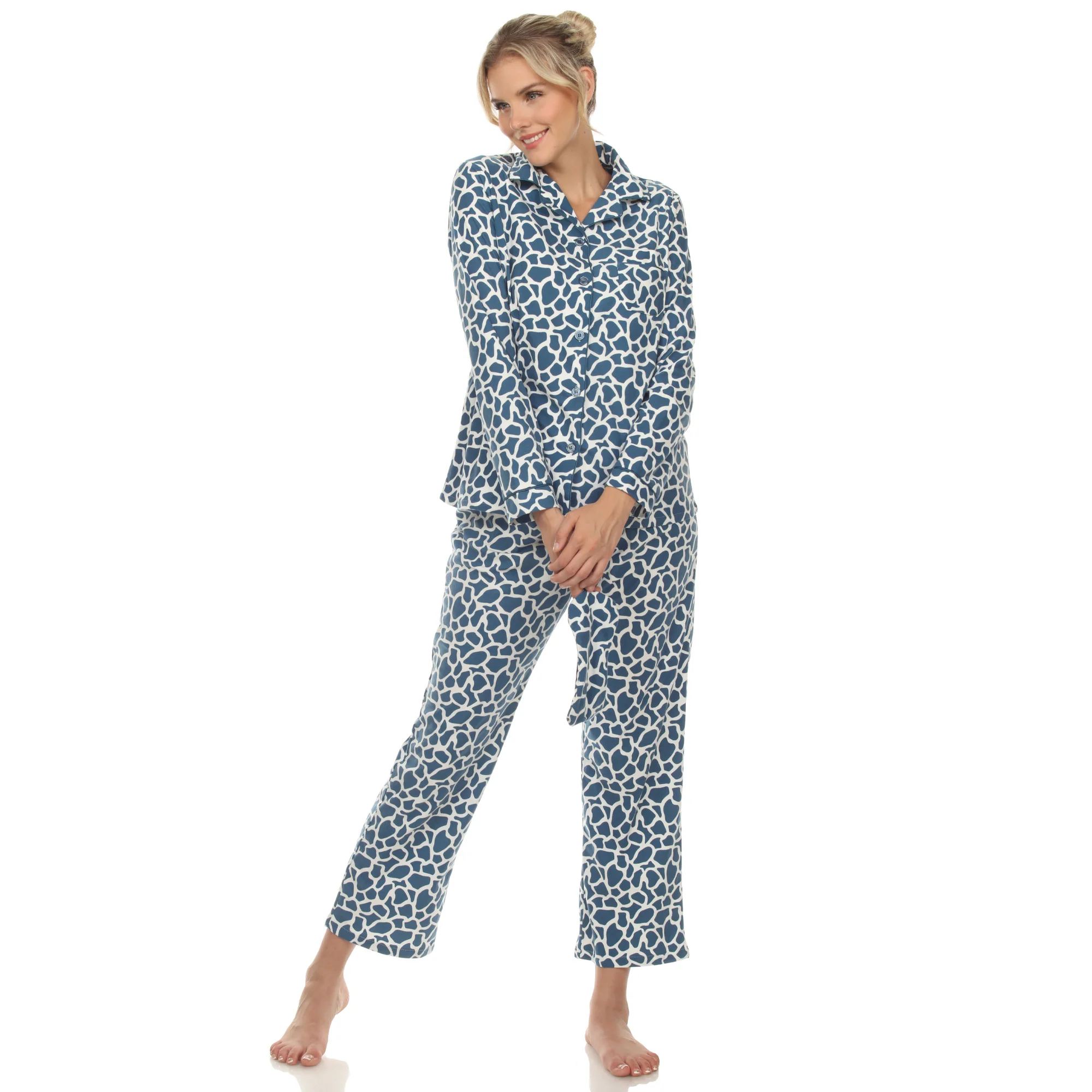 White Mark Women's 3-Piece Giraffe Pajama Set - Image 2