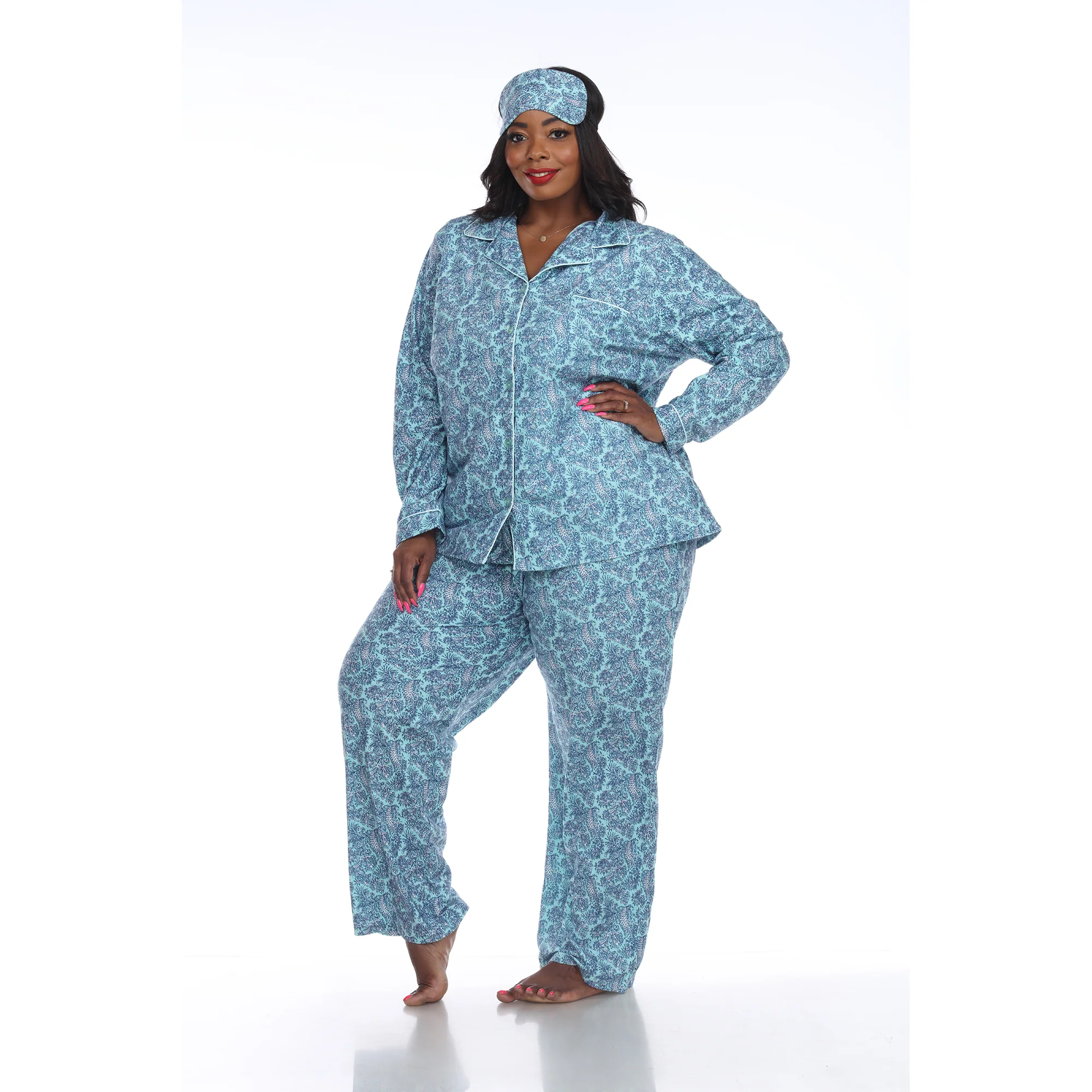 White Mark Women's 3-Piece Paisley Pajama Set - Image 2