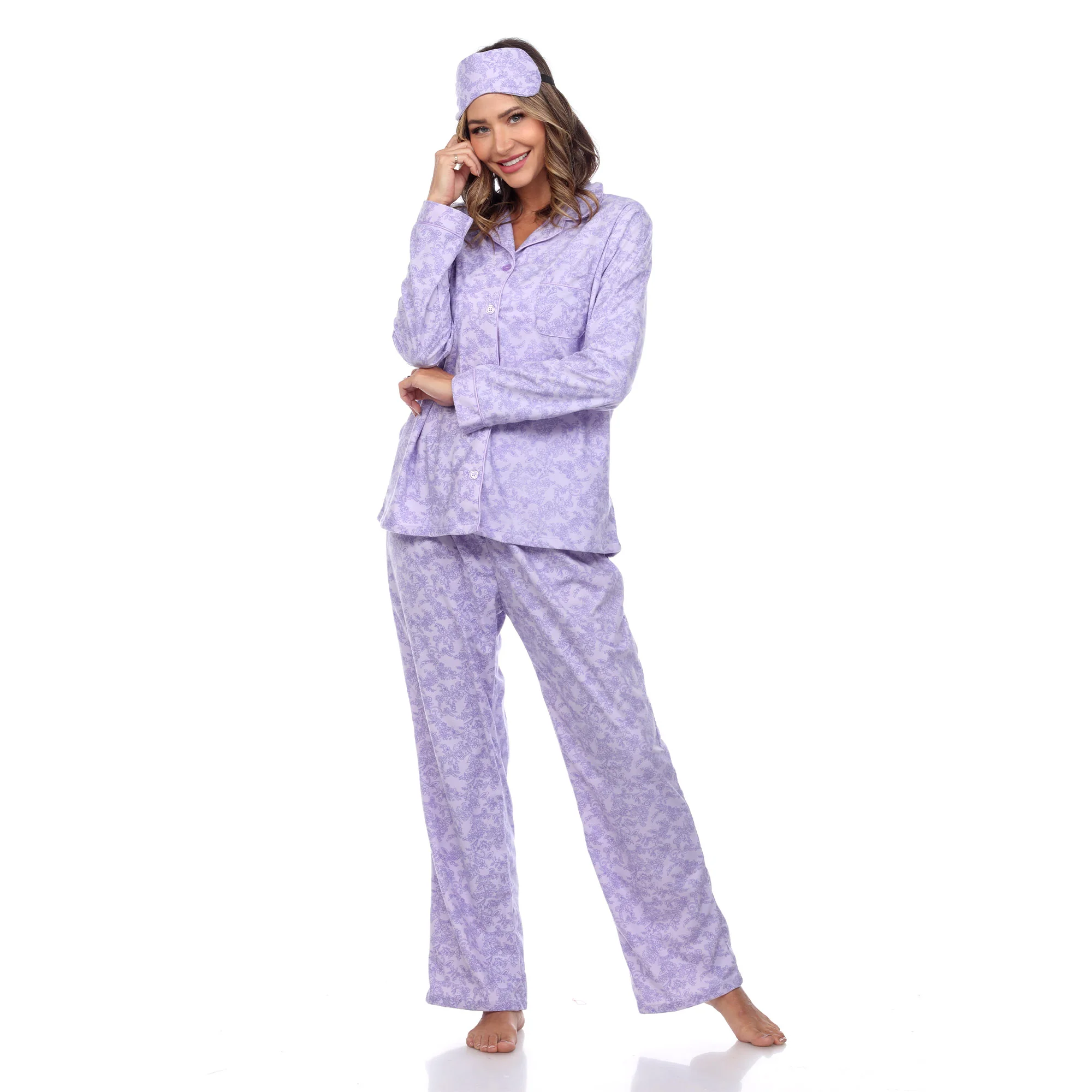 White Mark Women's 3-Piece Paisley Pajama Set - Image 3