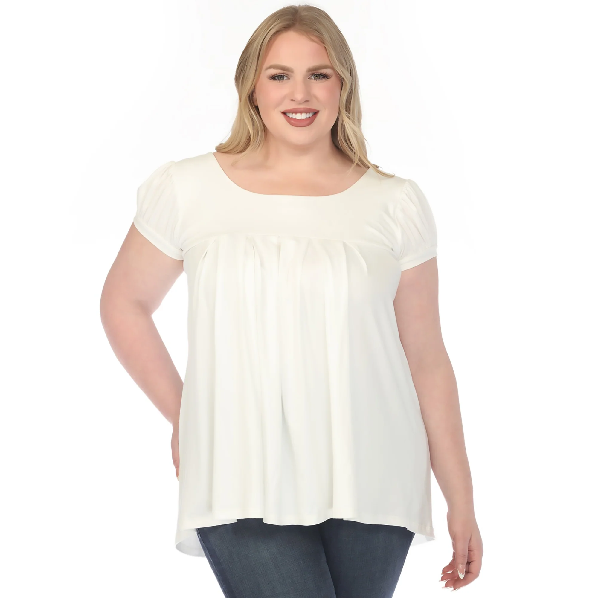 White Mark Women's Cap Sleeve Pleated Top - Image 2