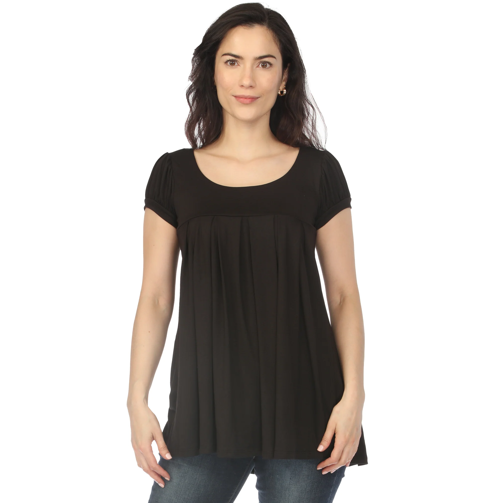 White Mark Women's Cap Sleeve Pleated Top - Image 3