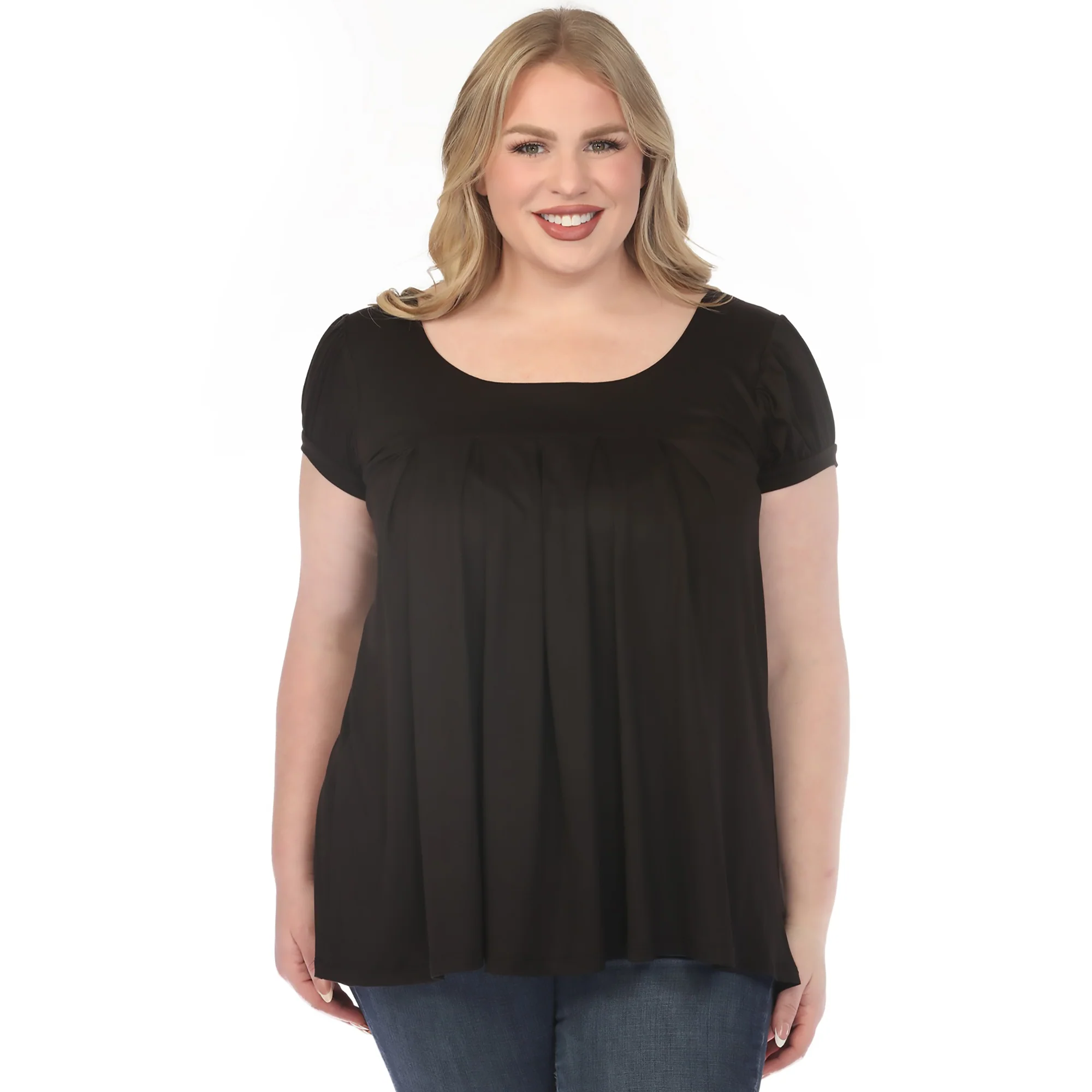White Mark Women's Cap Sleeve Pleated Top - Image 4