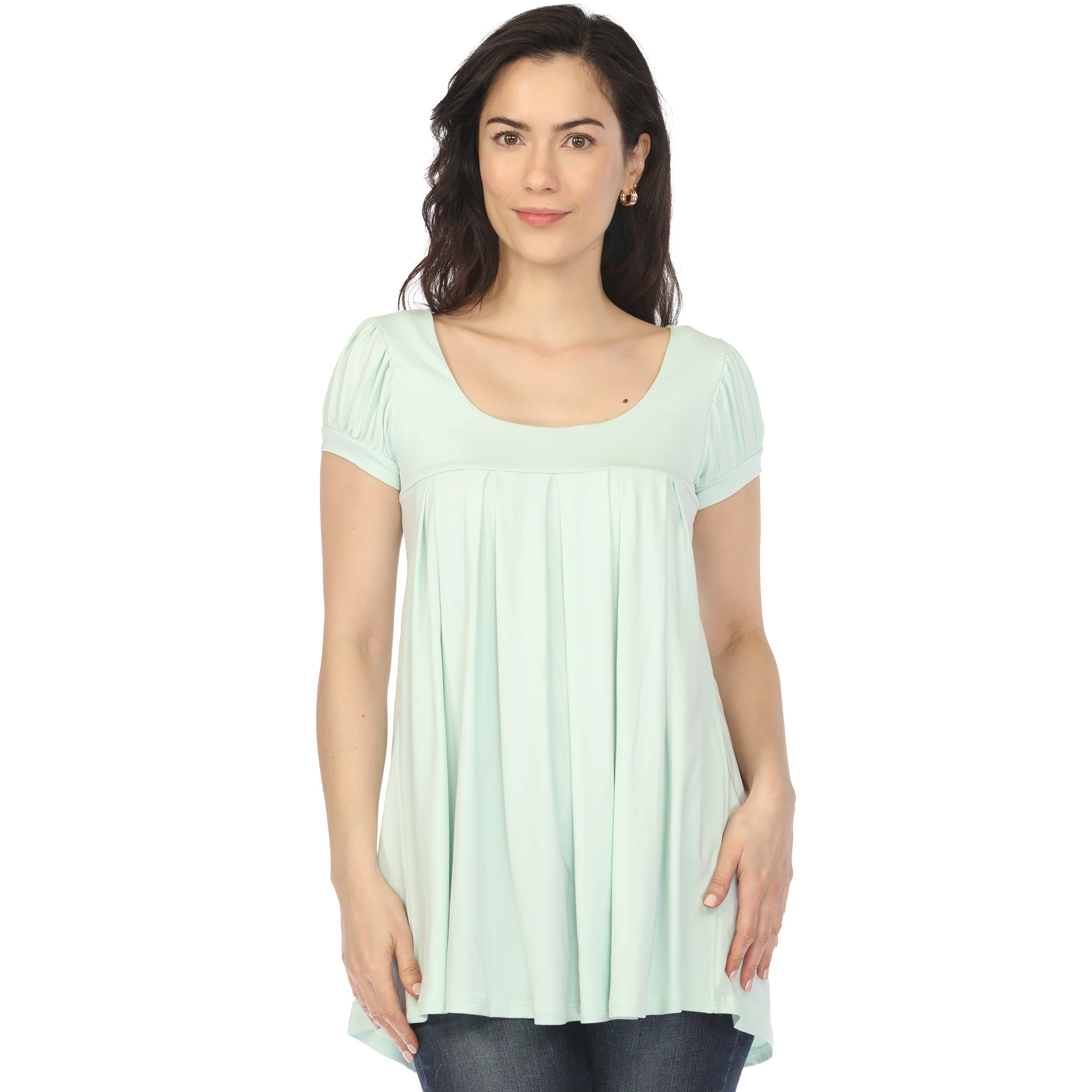 White Mark Women's Cap Sleeve Pleated Top - Image 5