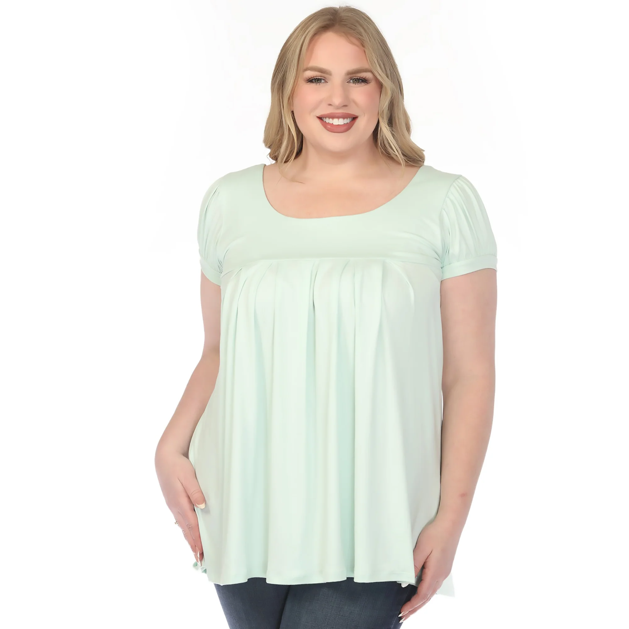 White Mark Women's Cap Sleeve Pleated Top - Image 6