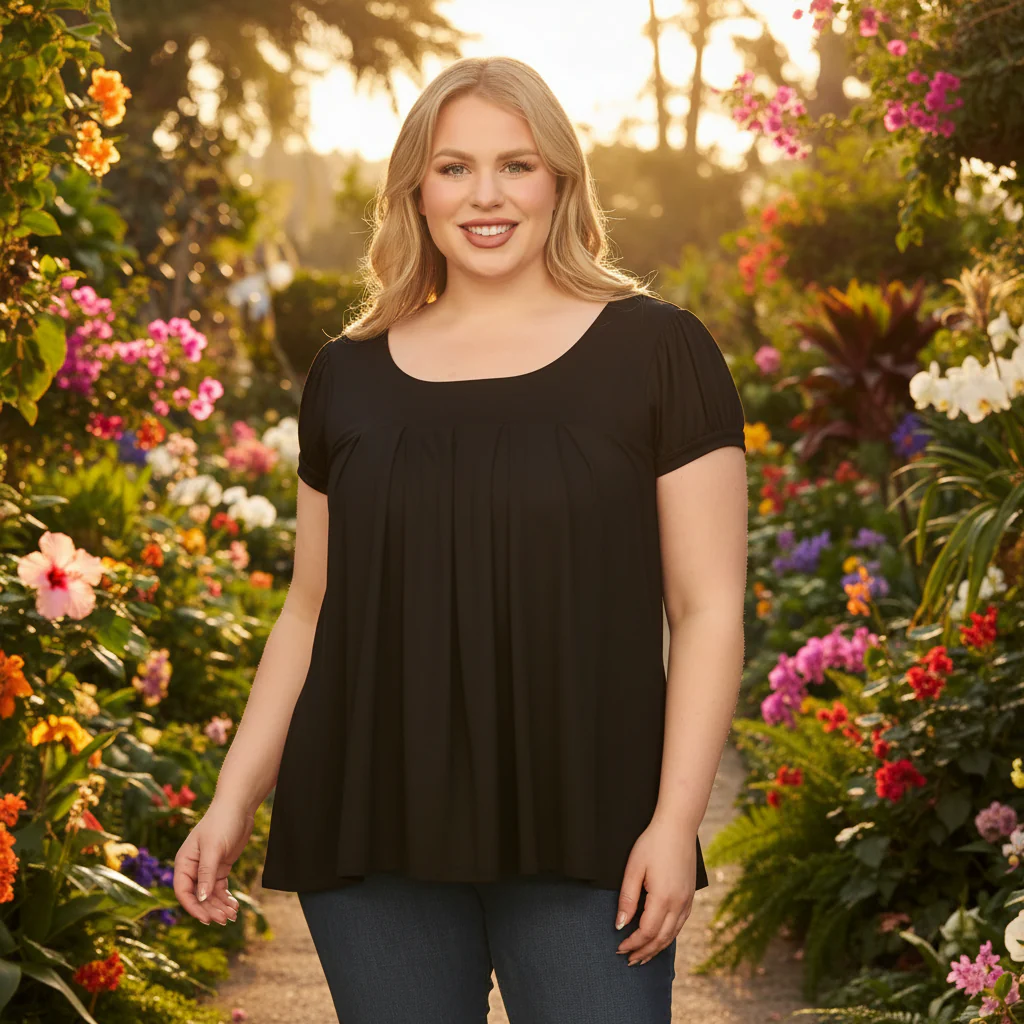 White Mark Women's Cap Sleeve Pleated Top - Image 8