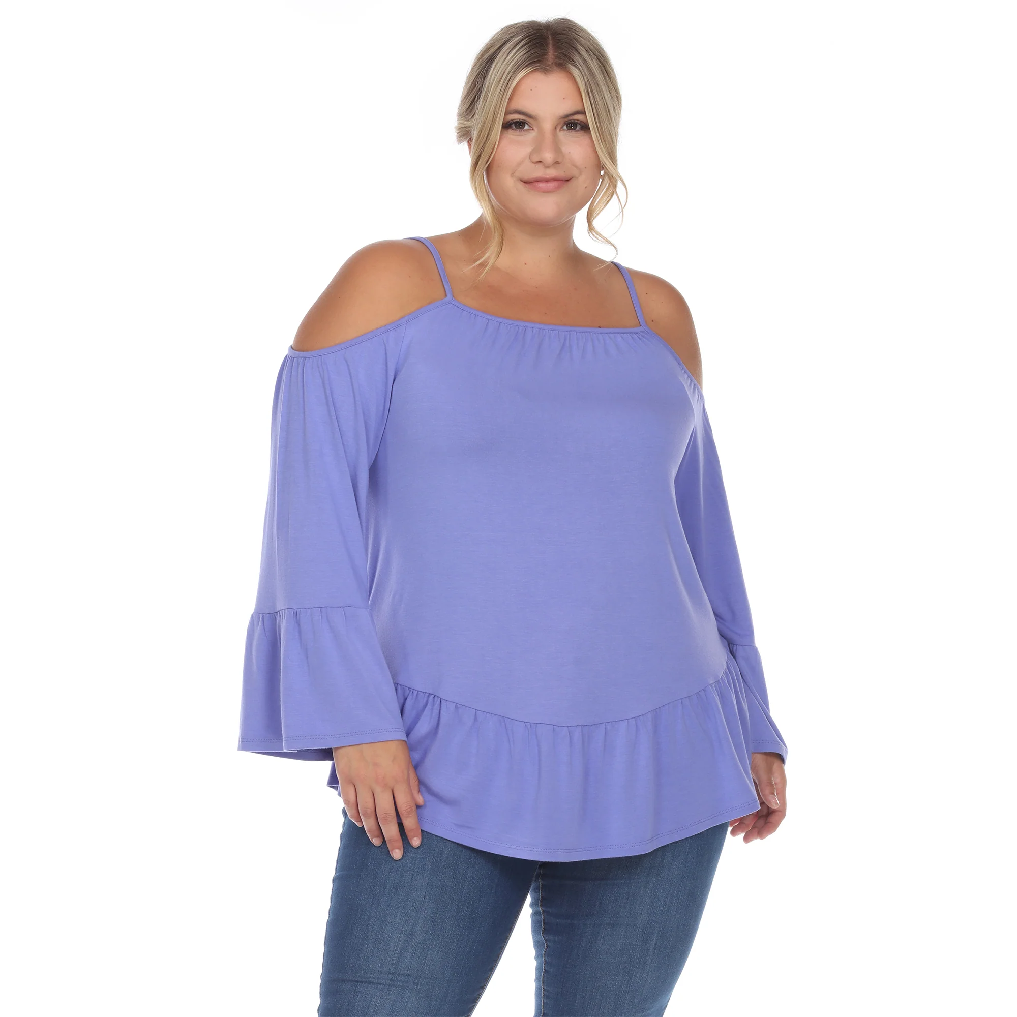 White Mark Women's Cold Shoulder Ruffle Sleeve Top - Image 10