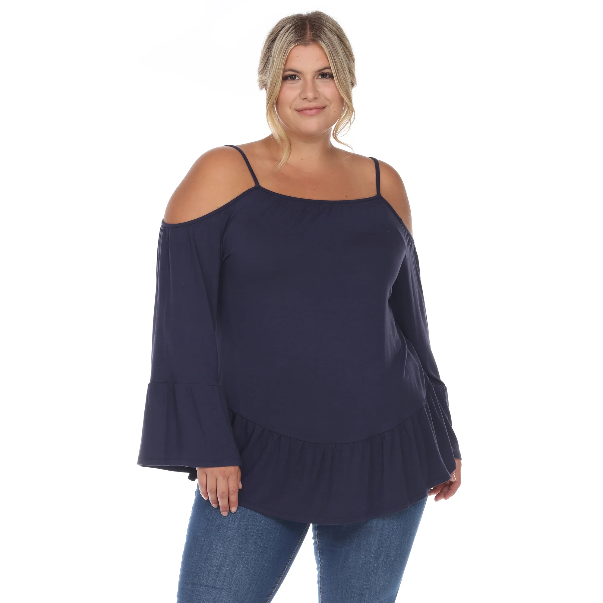 White Mark Women's Cold Shoulder Ruffle Sleeve Top - Image 7