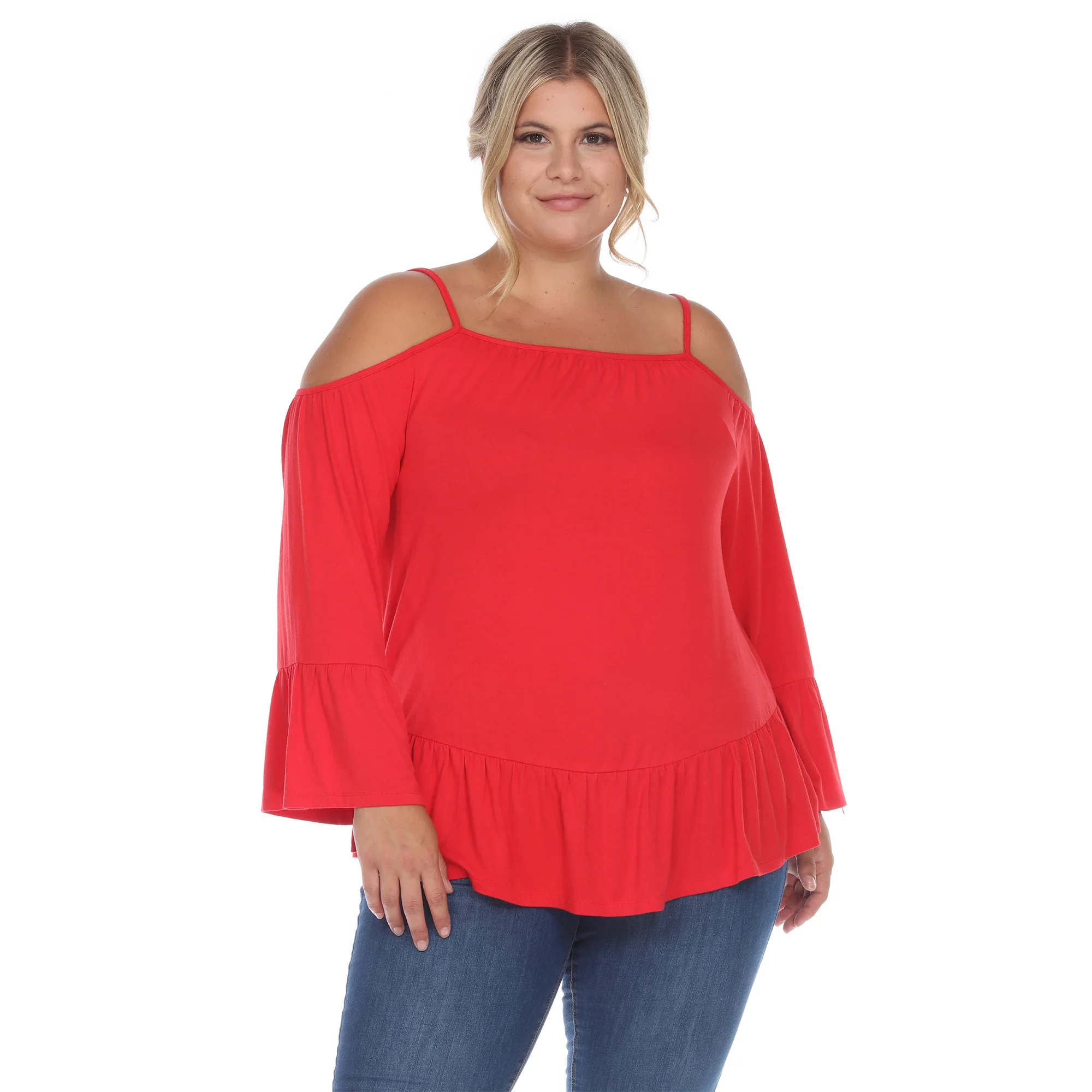 White Mark Women's Cold Shoulder Ruffle Sleeve Top - Image 8
