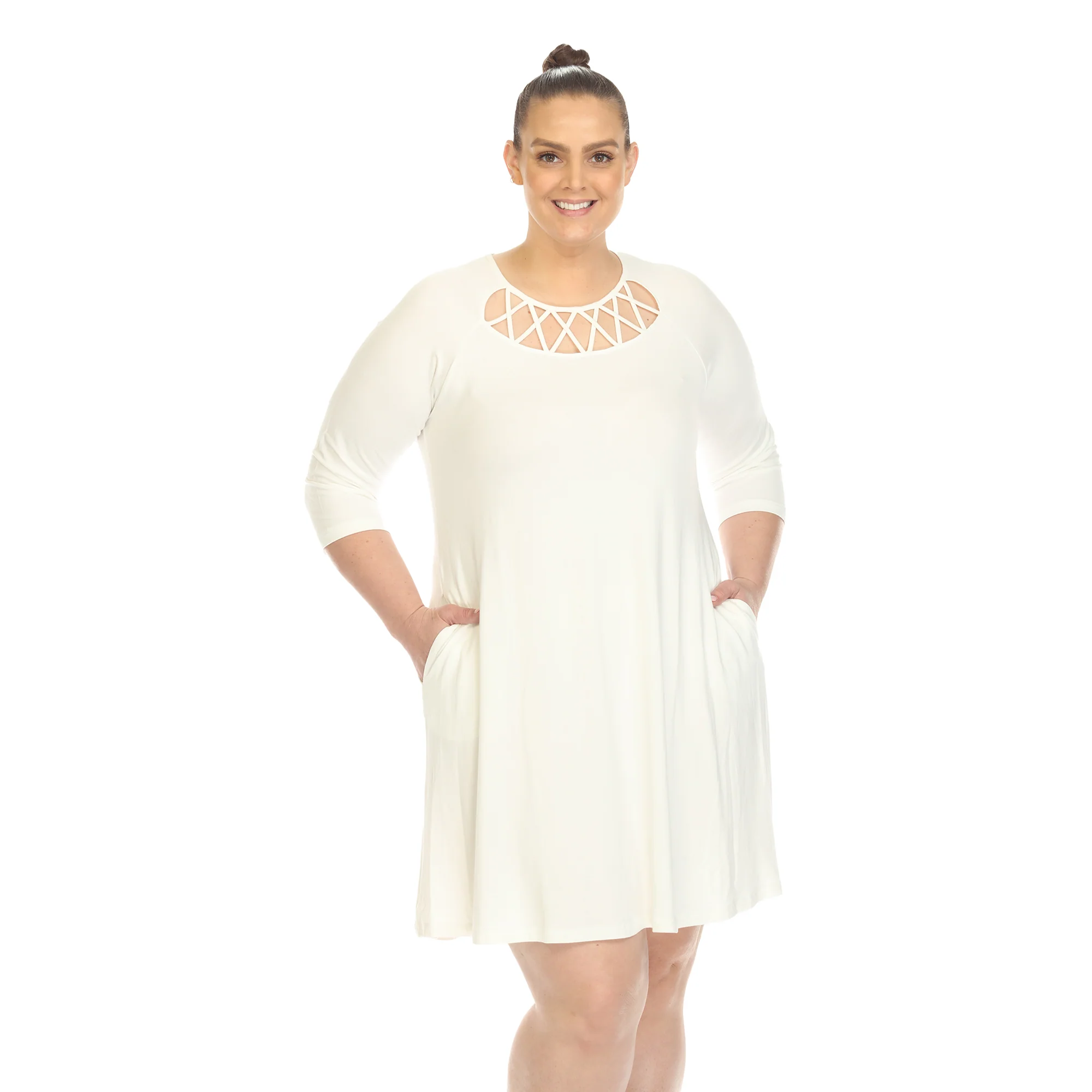White Mark Women's Criss Cross Neckline Swing Midi Dress - Image 11