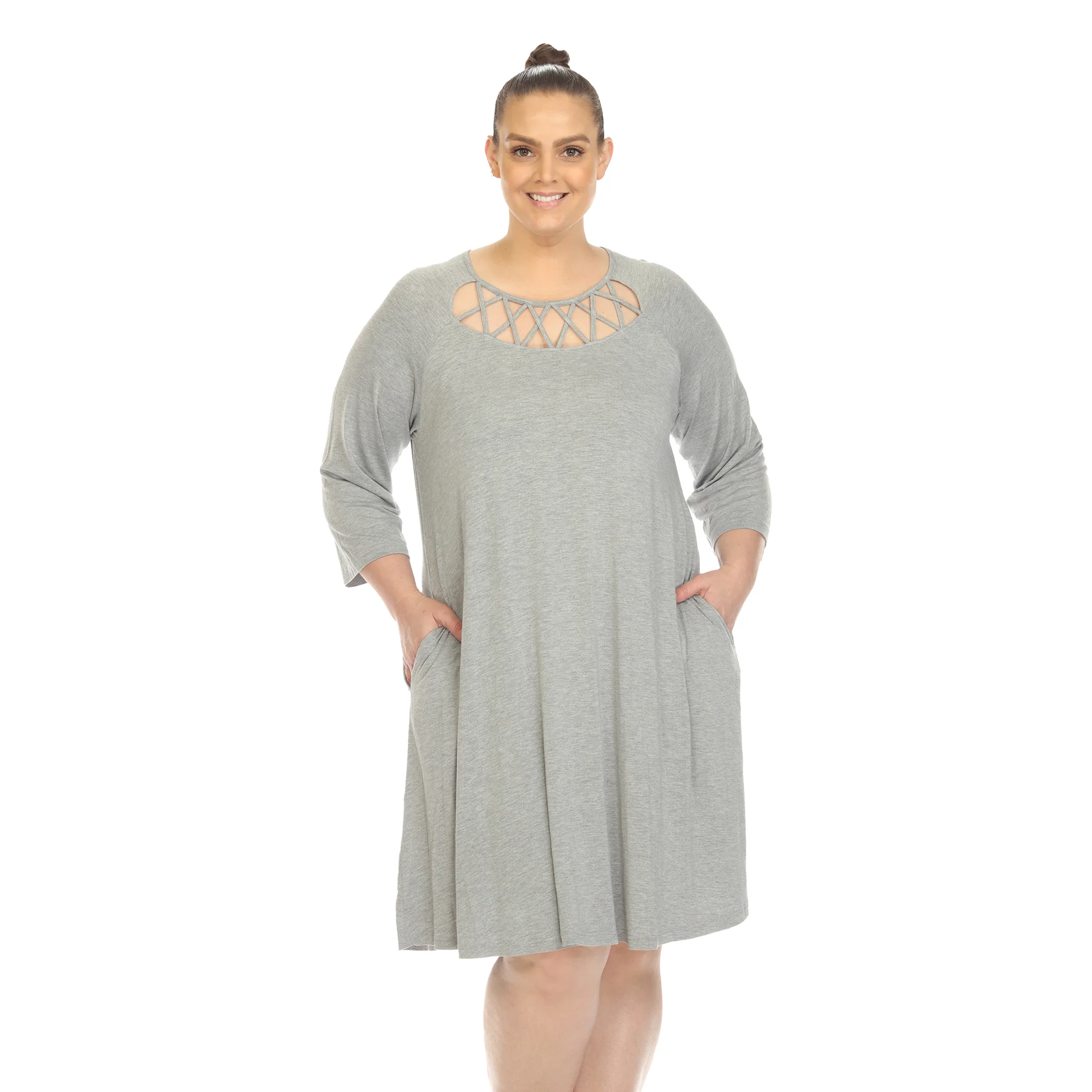 White Mark Women's Criss Cross Neckline Swing Midi Dress - Image 13