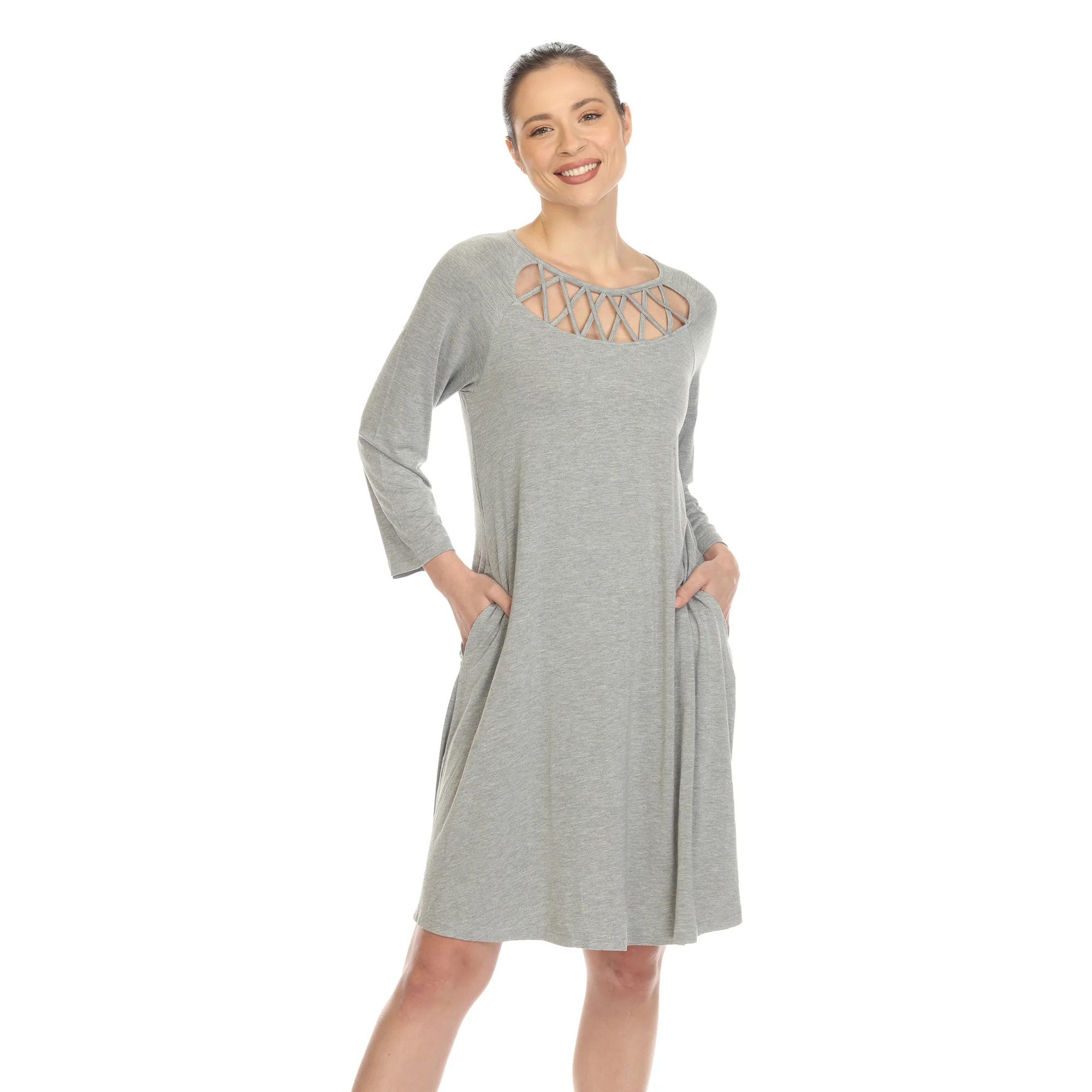 White Mark Women's Criss Cross Neckline Swing Midi Dress - Image 6