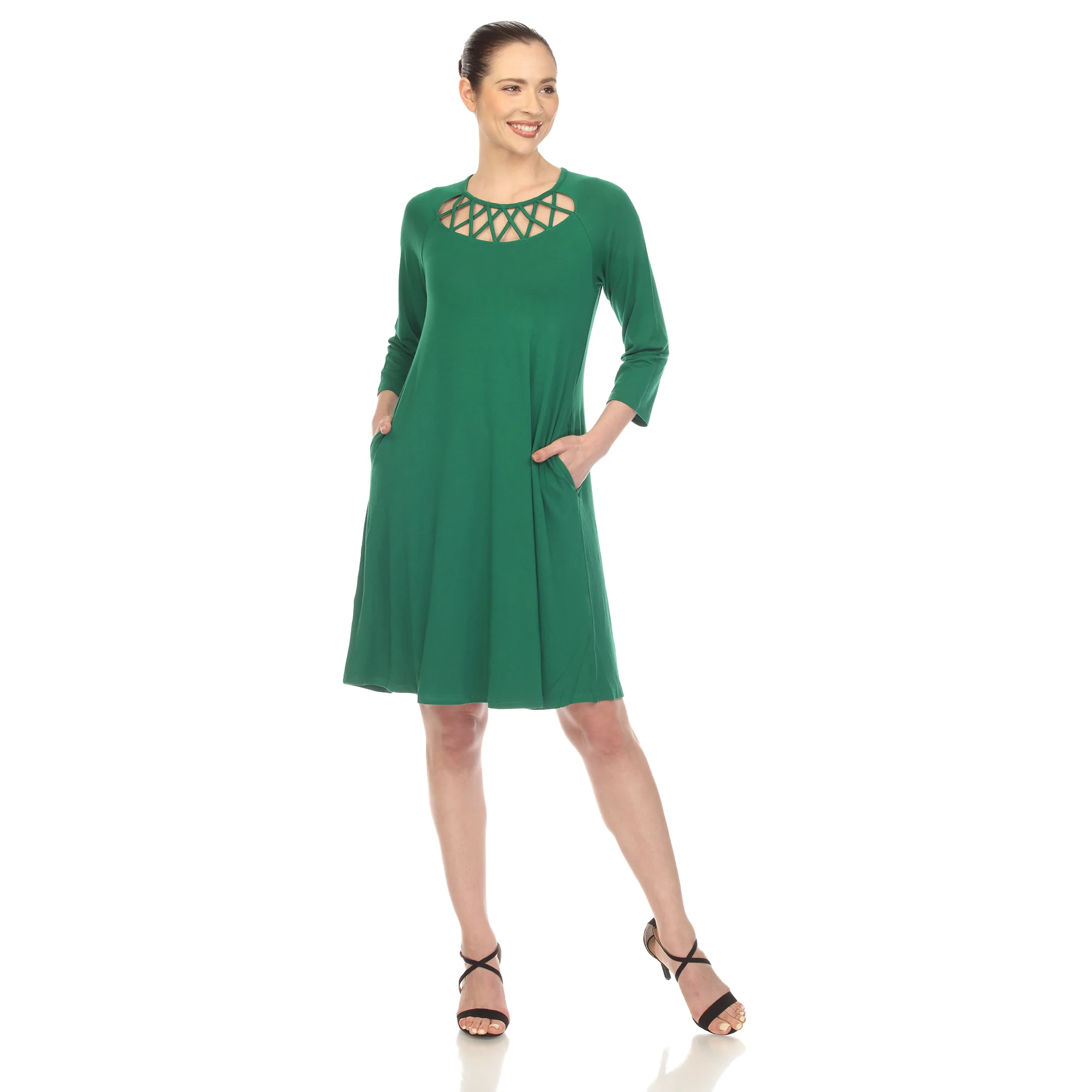 White Mark Women's Criss Cross Neckline Swing Midi Dress - Image 7