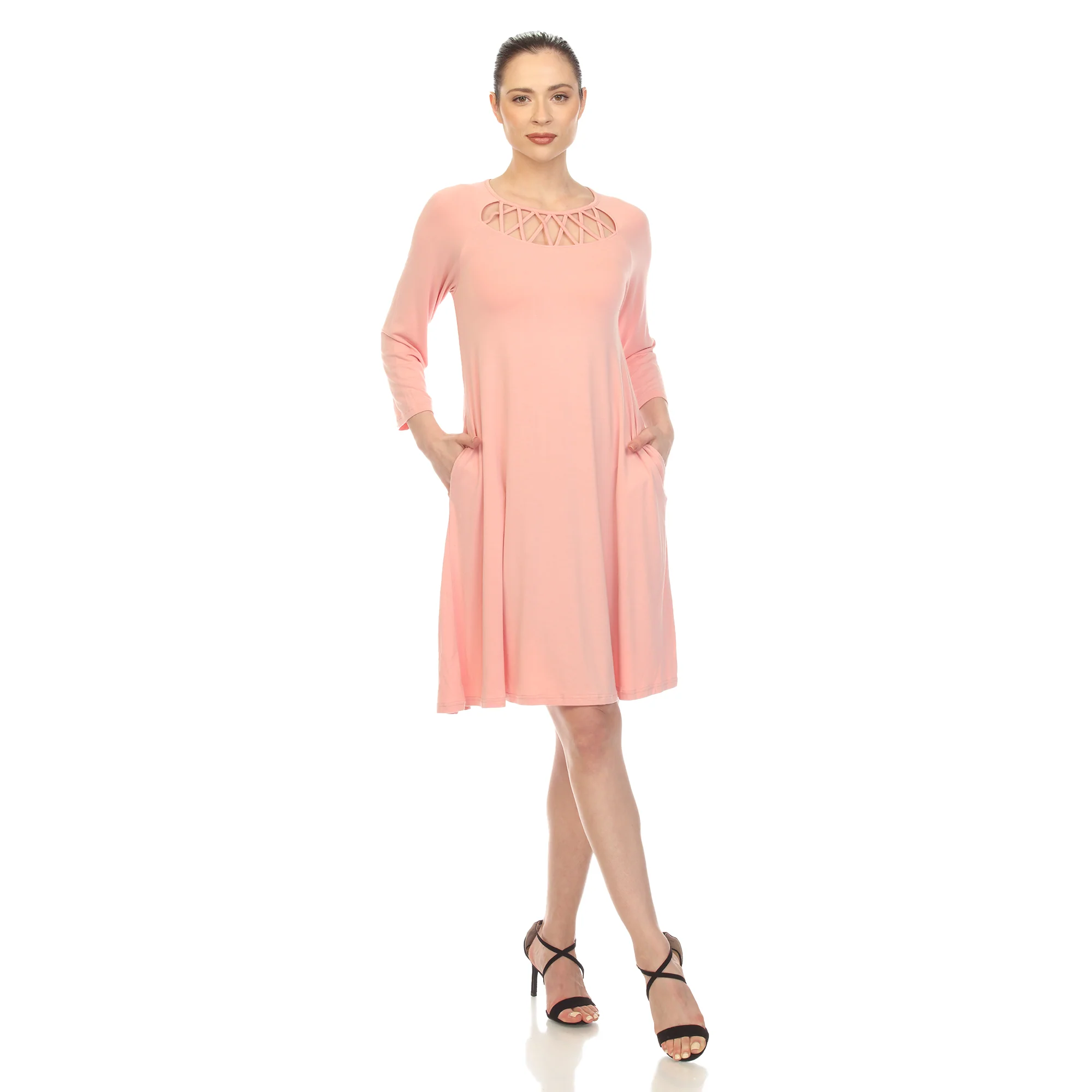 White Mark Women's Criss Cross Neckline Swing Midi Dress - Image 8